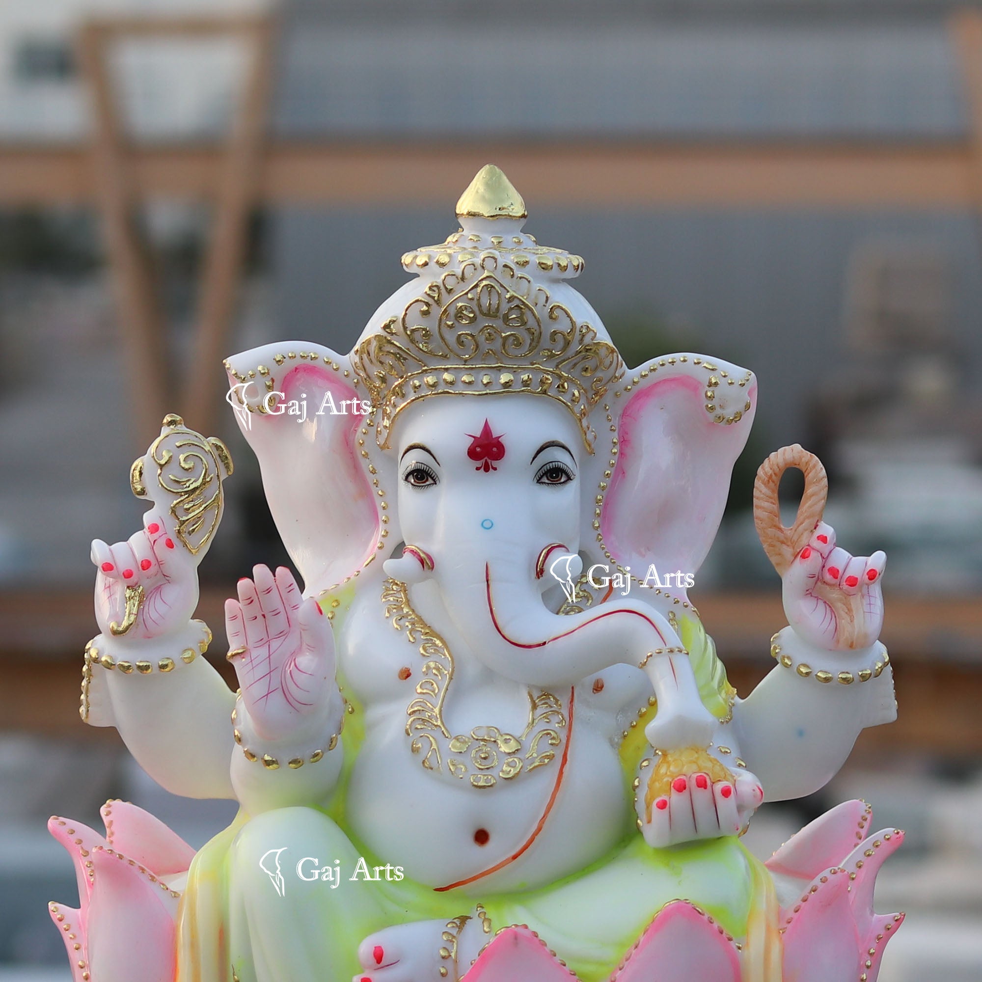 White Marble Ethiopia Ganesh Idol | 18 Inch
