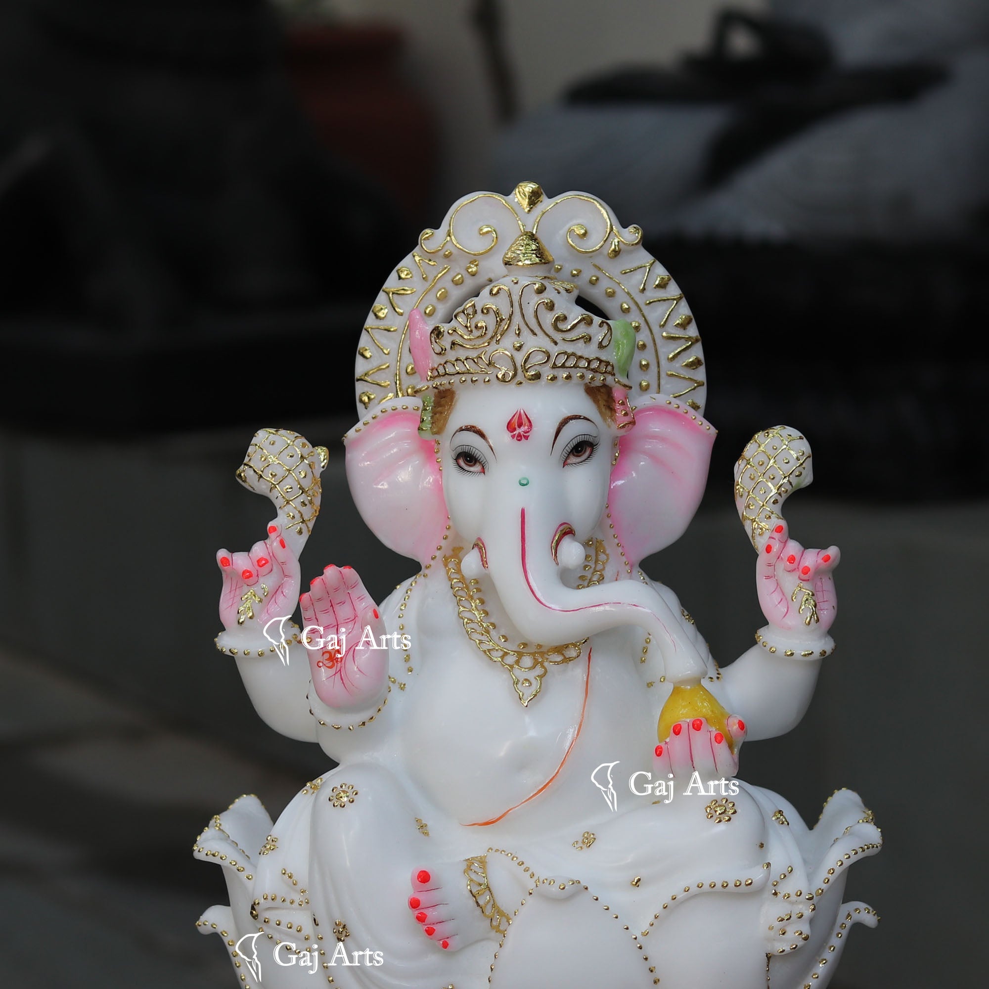 White Marble Ethiopia Ganesh Idol | 18 Inch