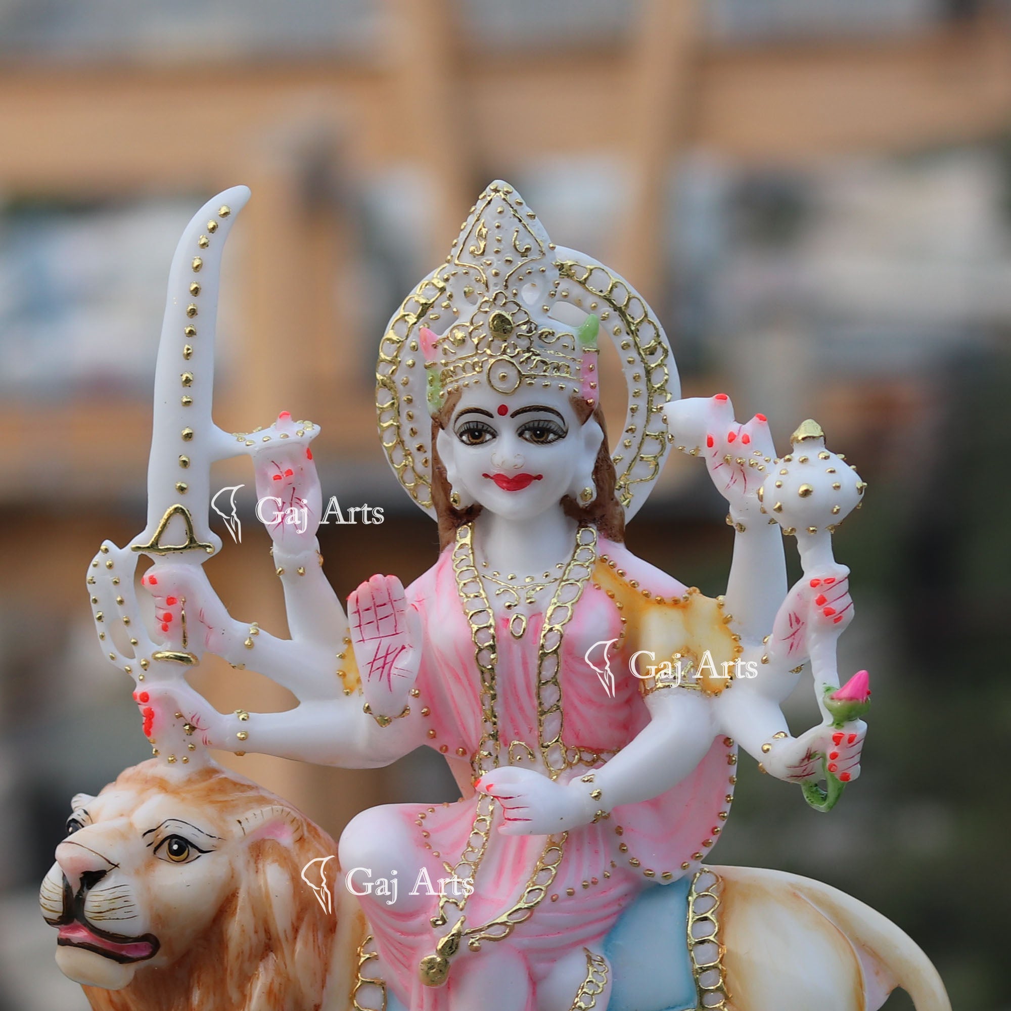 White Marble Durga Mata Statue | 12 Inch