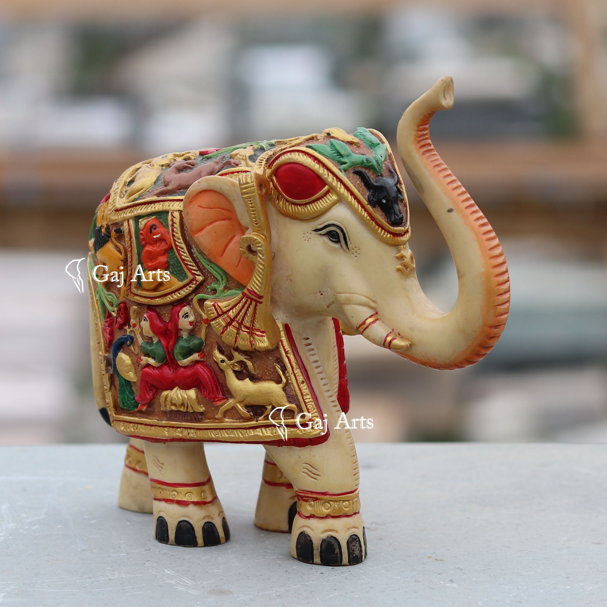 Marble Powder Elephant Idol | 7 Inch