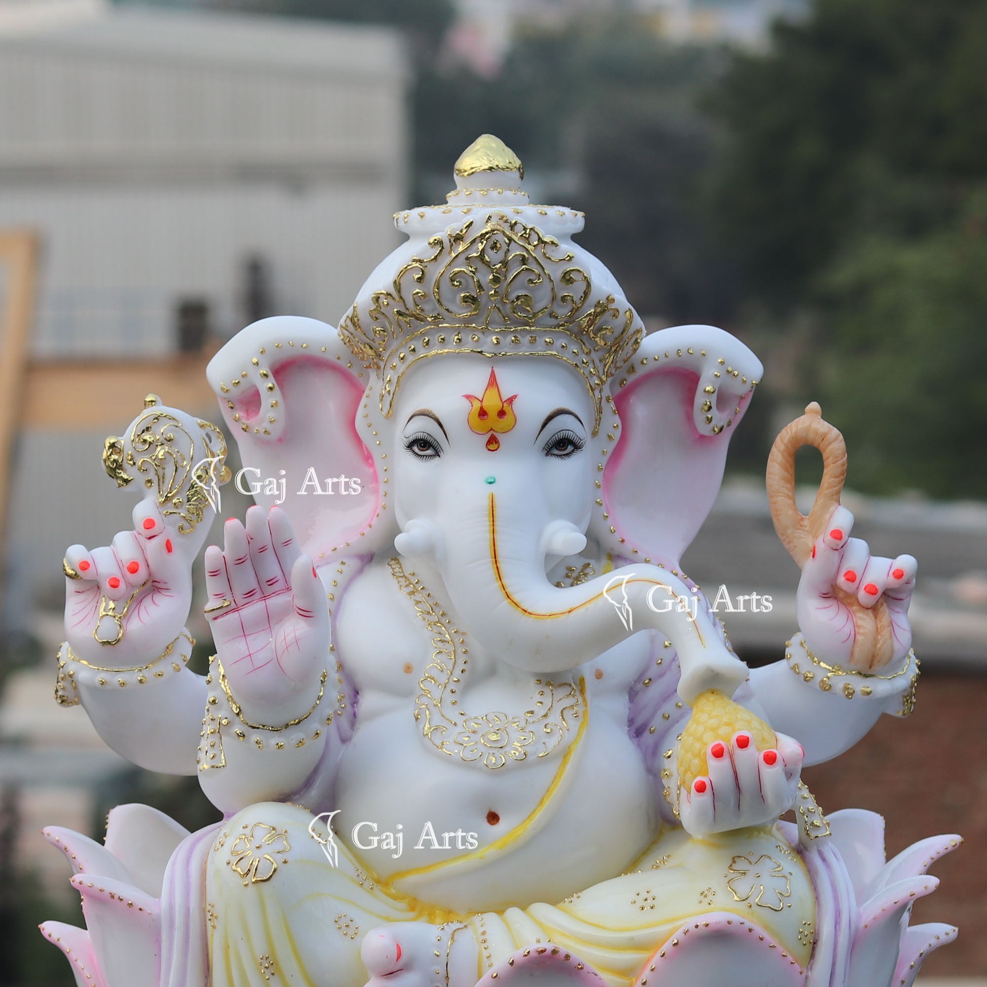 White Marble Ethiopia Ganesh Statue | 24 Inch