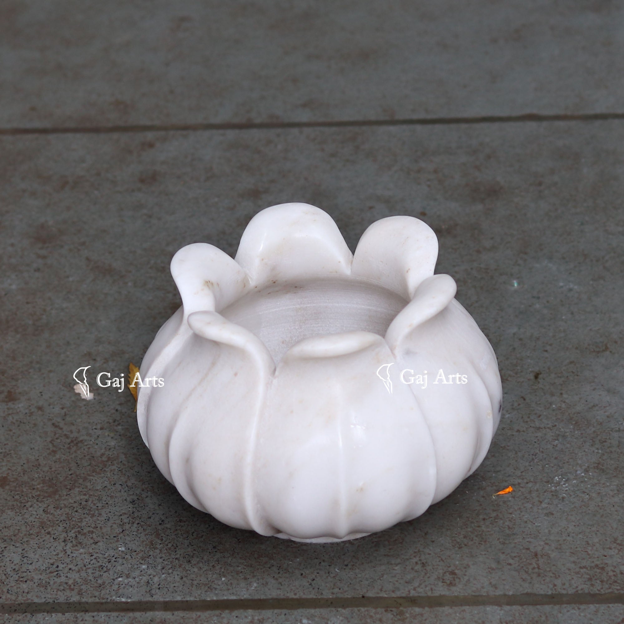 White Marble Decorative Flower Bowl | 12 Inch