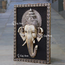 White Marble Ganpati Wall Panel Silver Art | 48 Inch