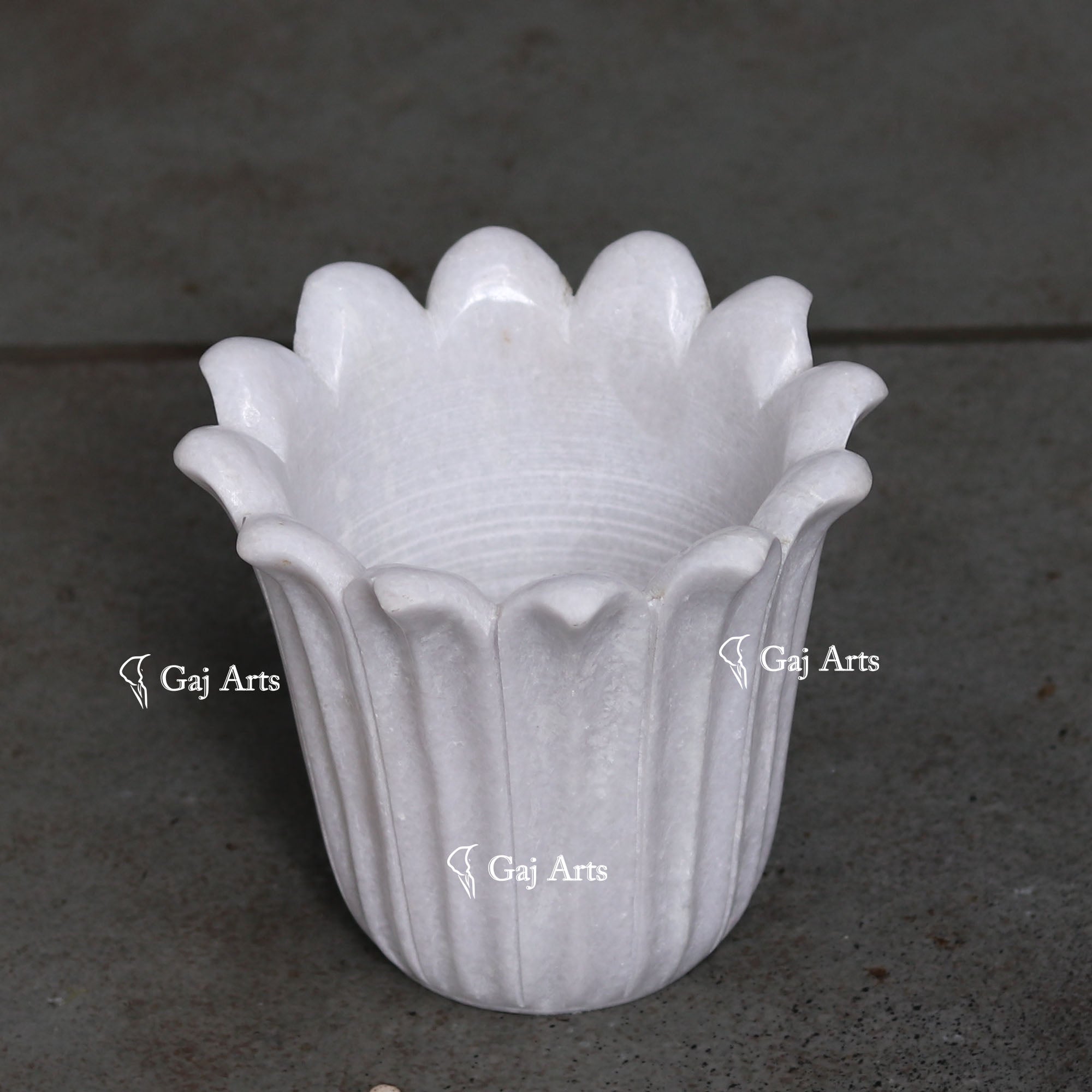 White Marble Floral Accent Bowl | 7 Inch