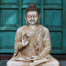 White Marble Buddha Idol | 36 Inch