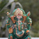 Natural Green Quartz Ganesh Idol | 7 Inch