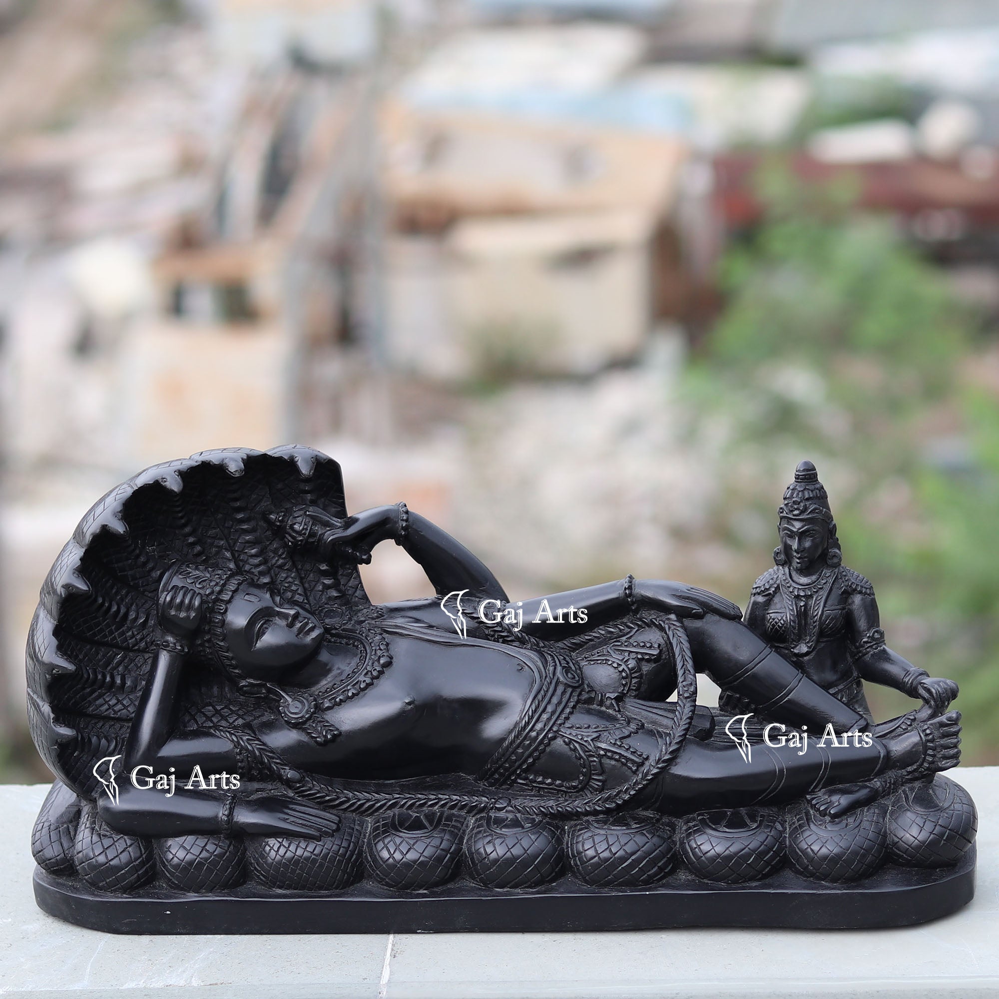 Black Marble Vishnu Ji Statue | 18 Inch