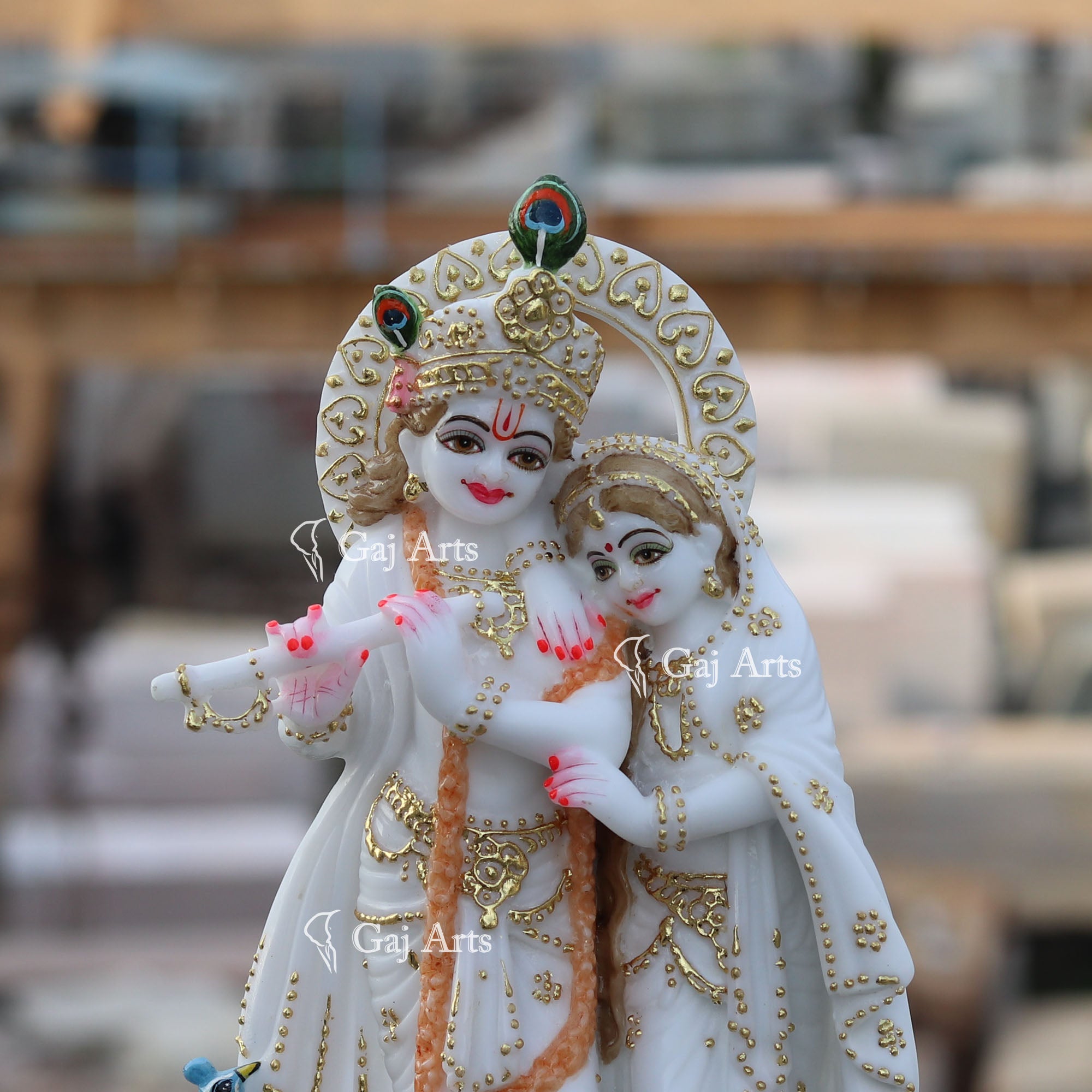 White Marble Radha Krishna Jodi | 12 Inch