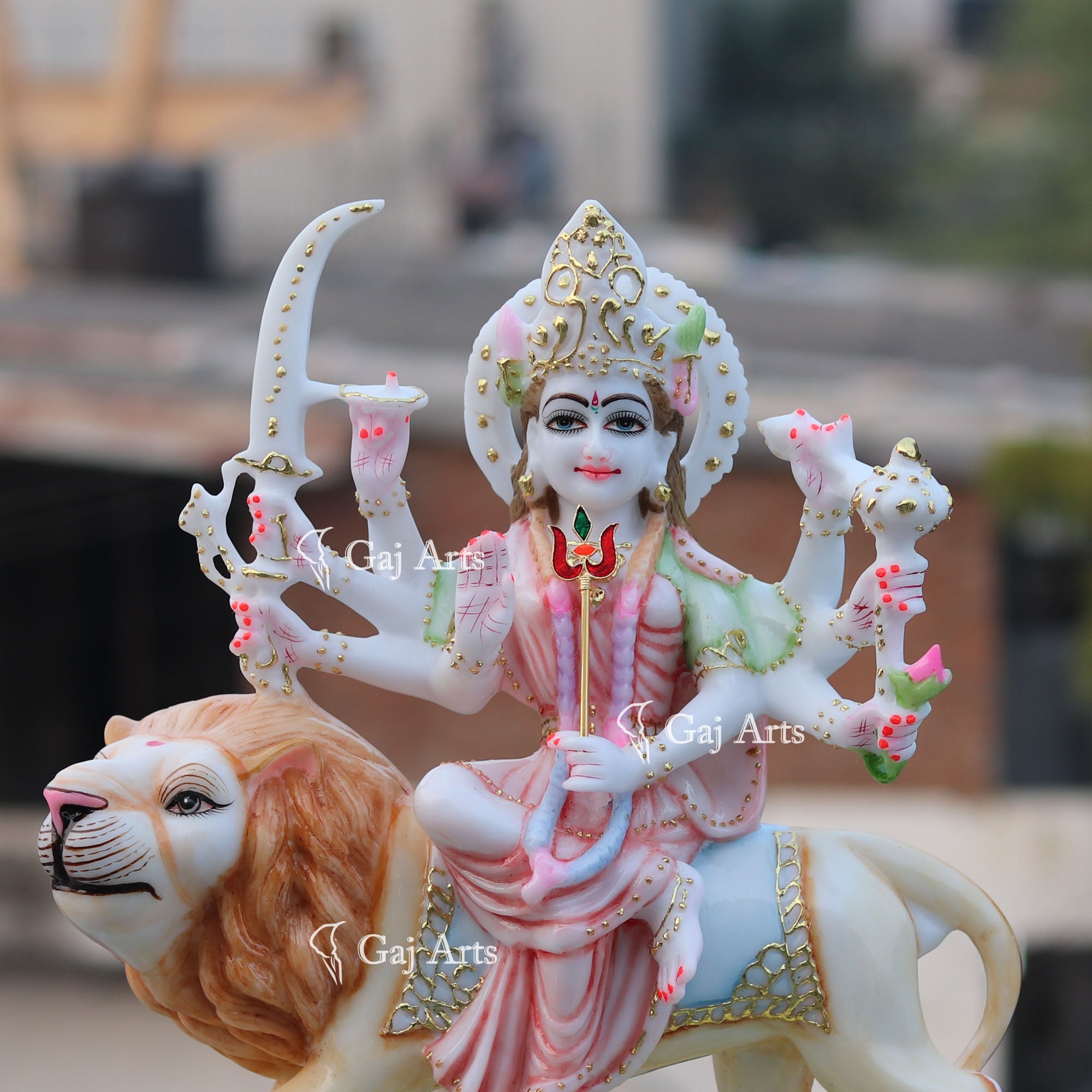 Elegant Durga Maa Marble Idol | 18 Inch