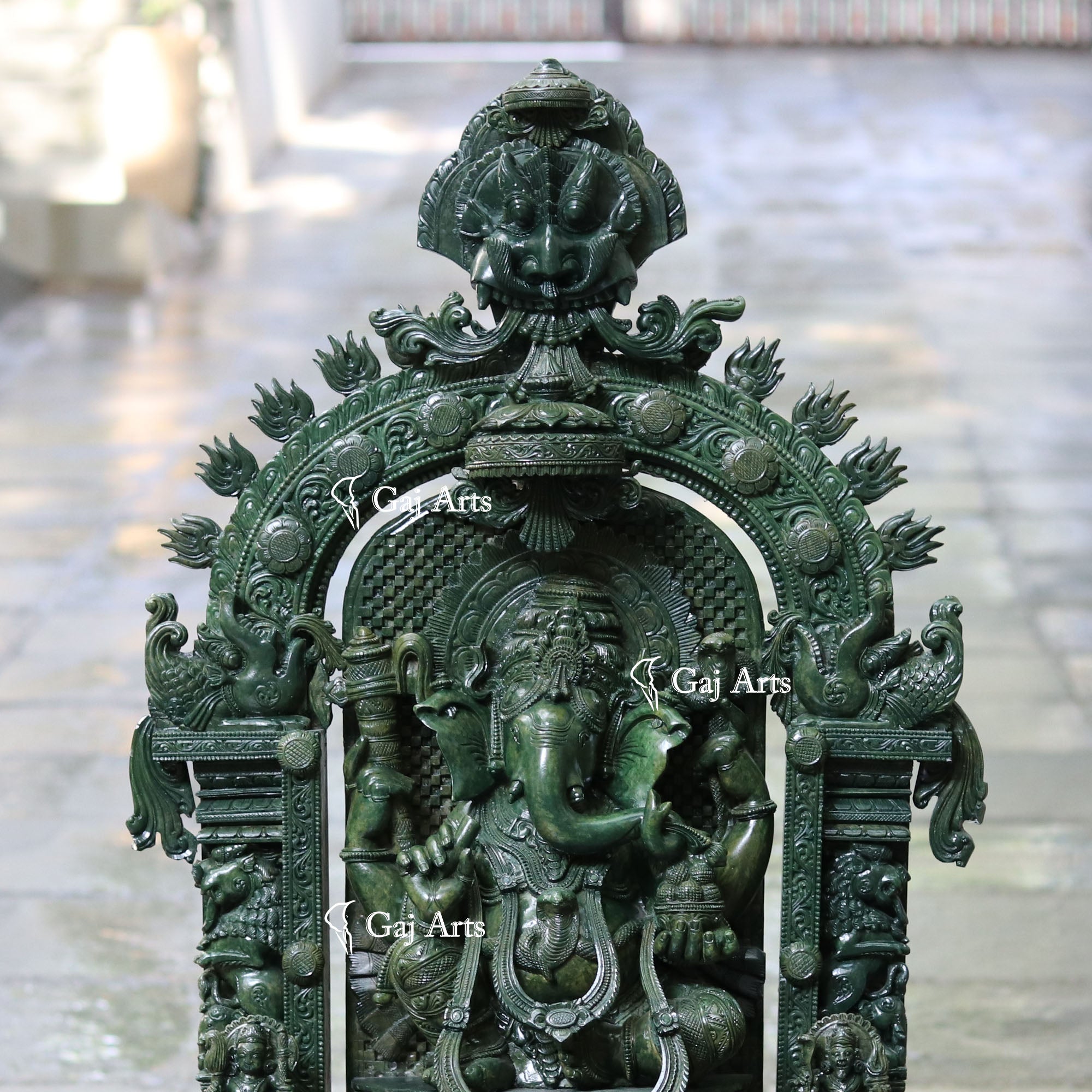 Natural Green Quartz Ganesh Murti | 36 Inch