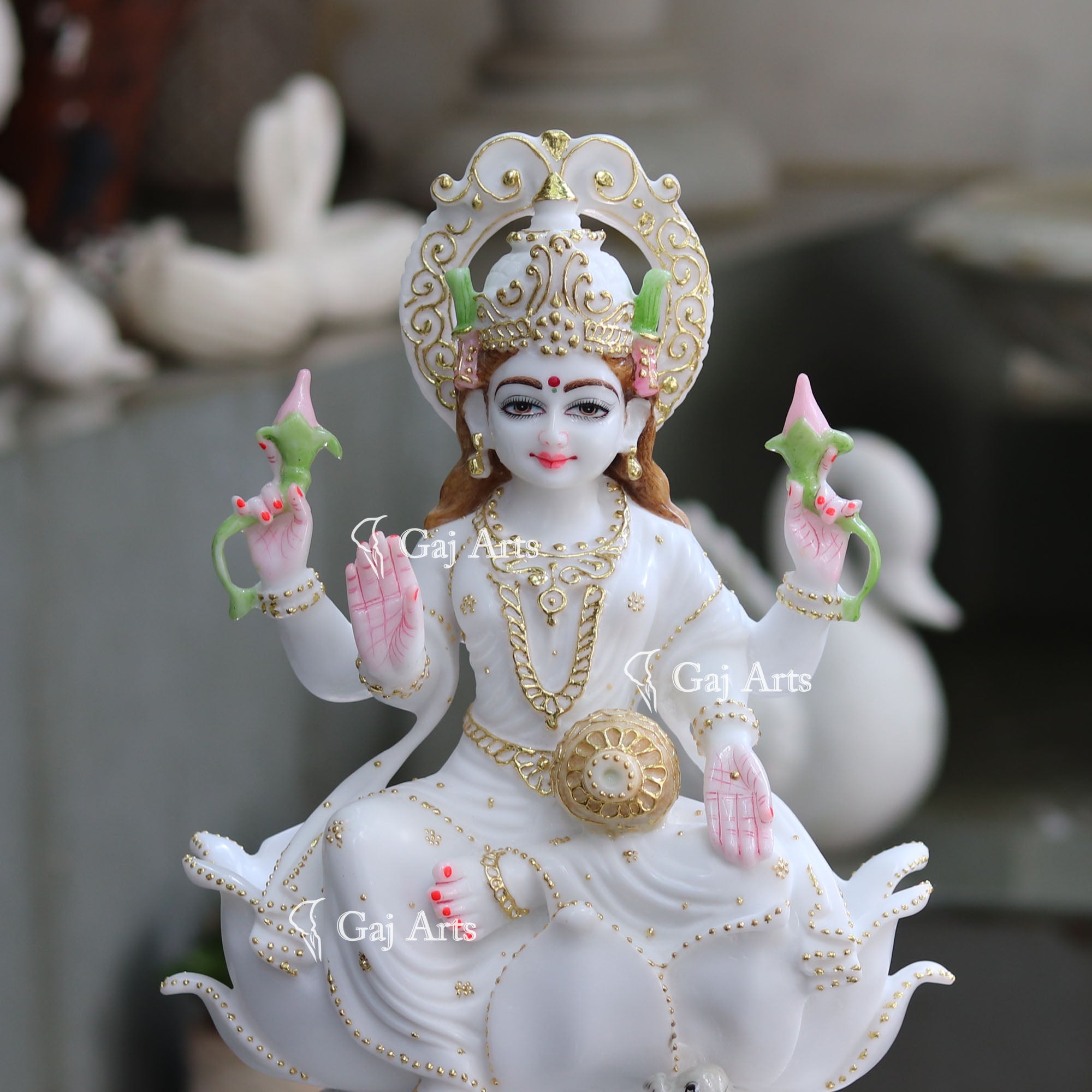 White Marble Lakshmi Mata Statue | 18 Inch