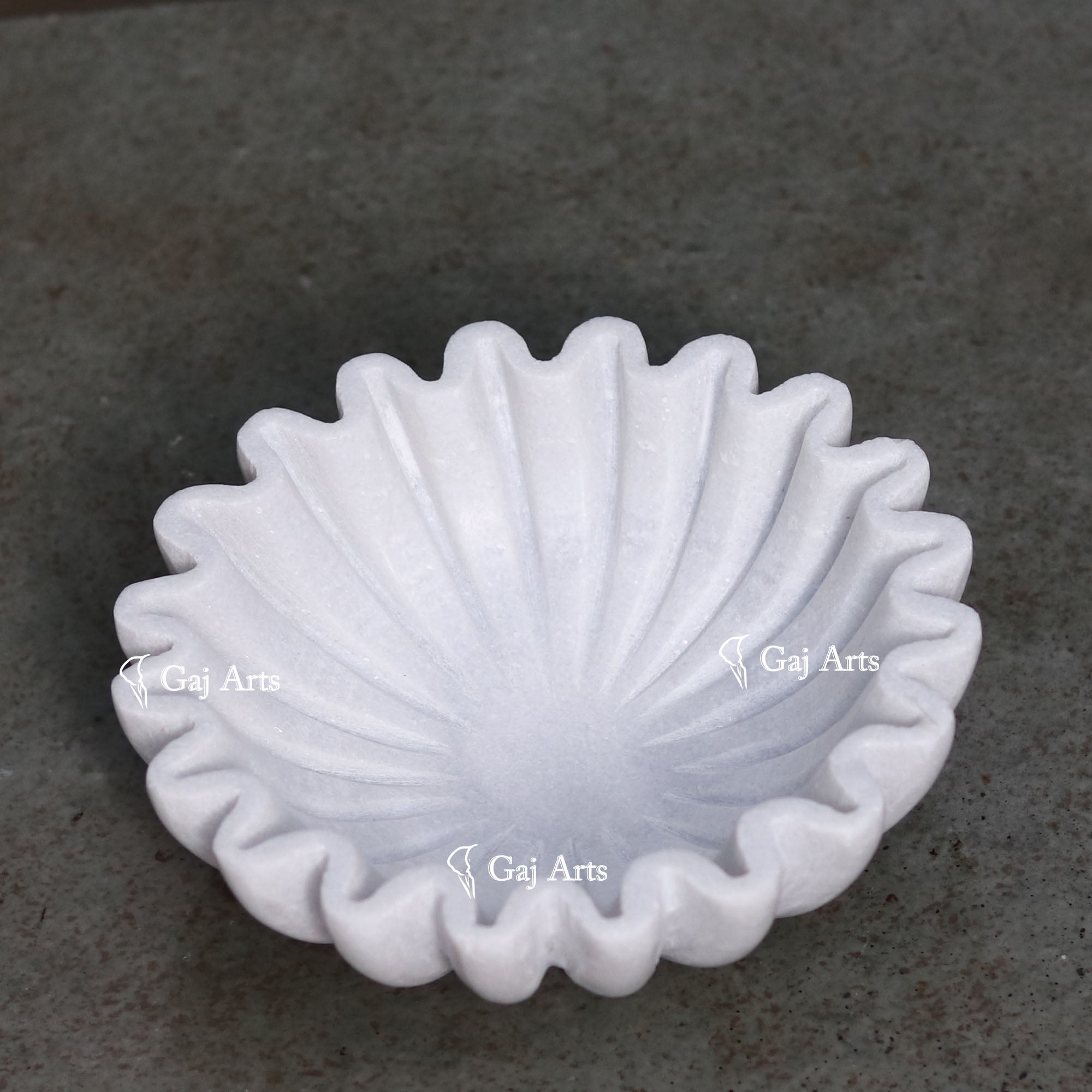 Handcrafted White Marble Flower Bowl | 6 Inch