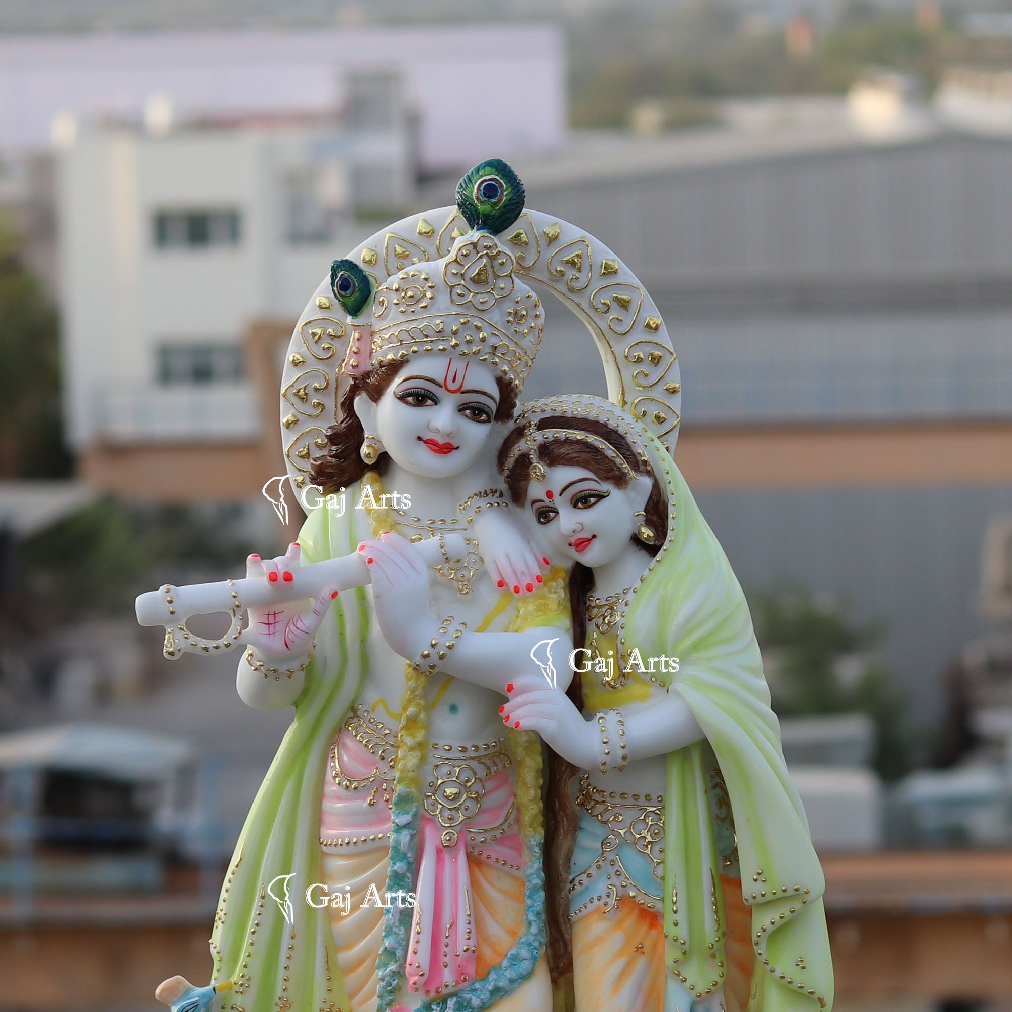 White Marble Ethiopia Radha Krishna Idol | 24 Inch