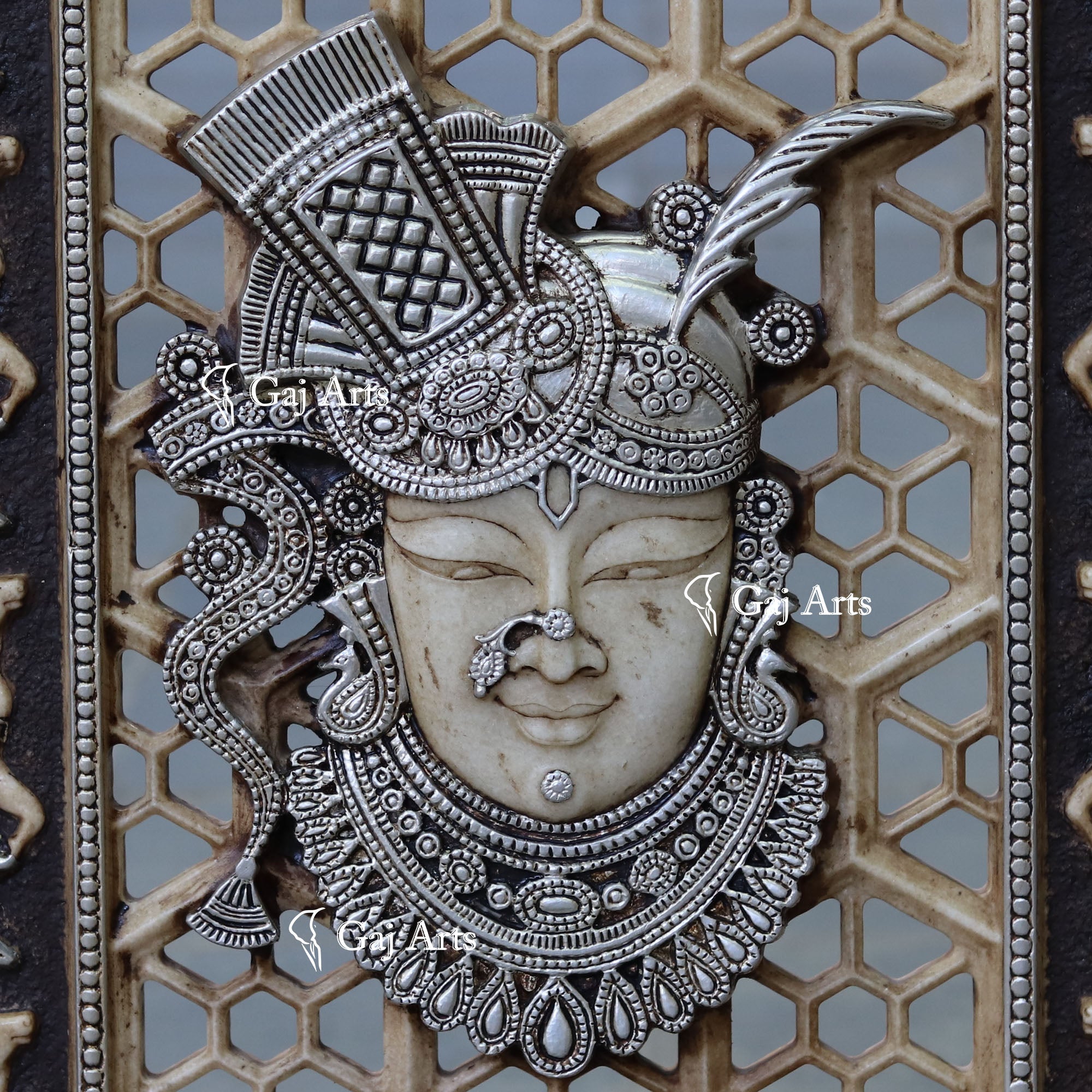 Shreenath ji With Jali  Marble Panel 72"