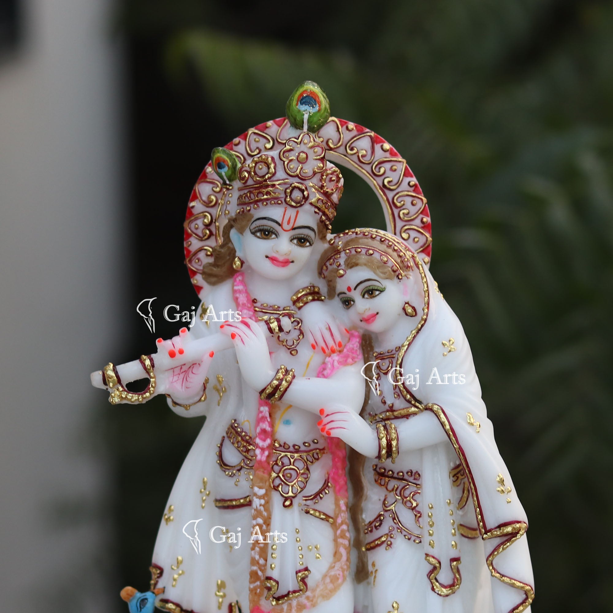 White Marble Radha Krishna Statue | 12 Inch