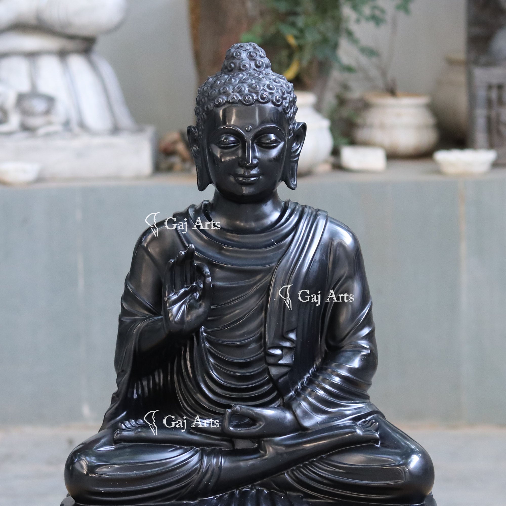 Black Marble Buddha Statue | 30 Inch