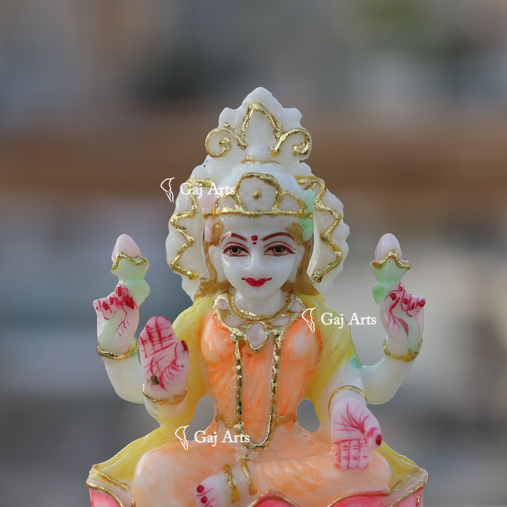 White Marble Ethiopia Lakshmi Mata Idol | 4 Inch