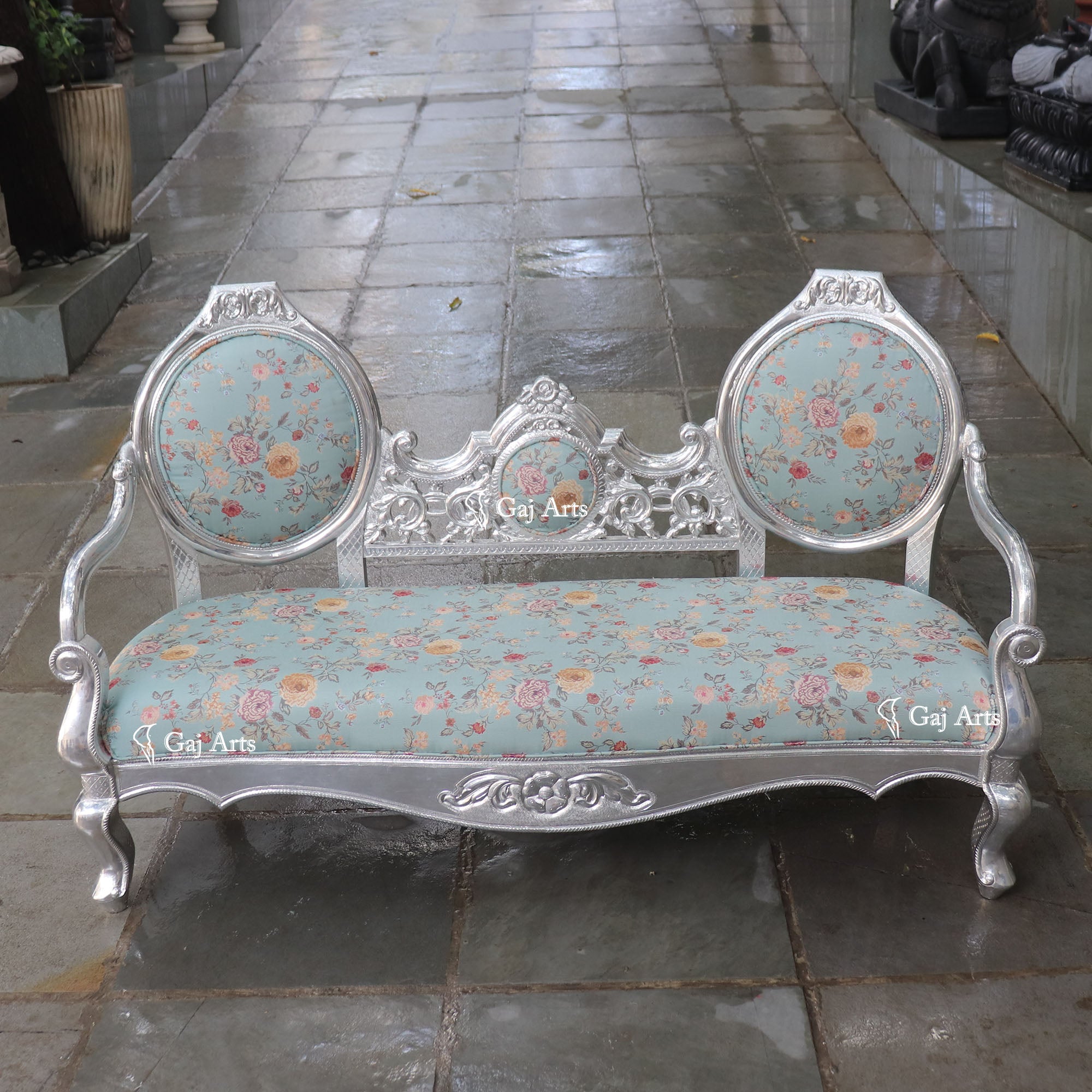 5 Seater Silver  Sofa Set