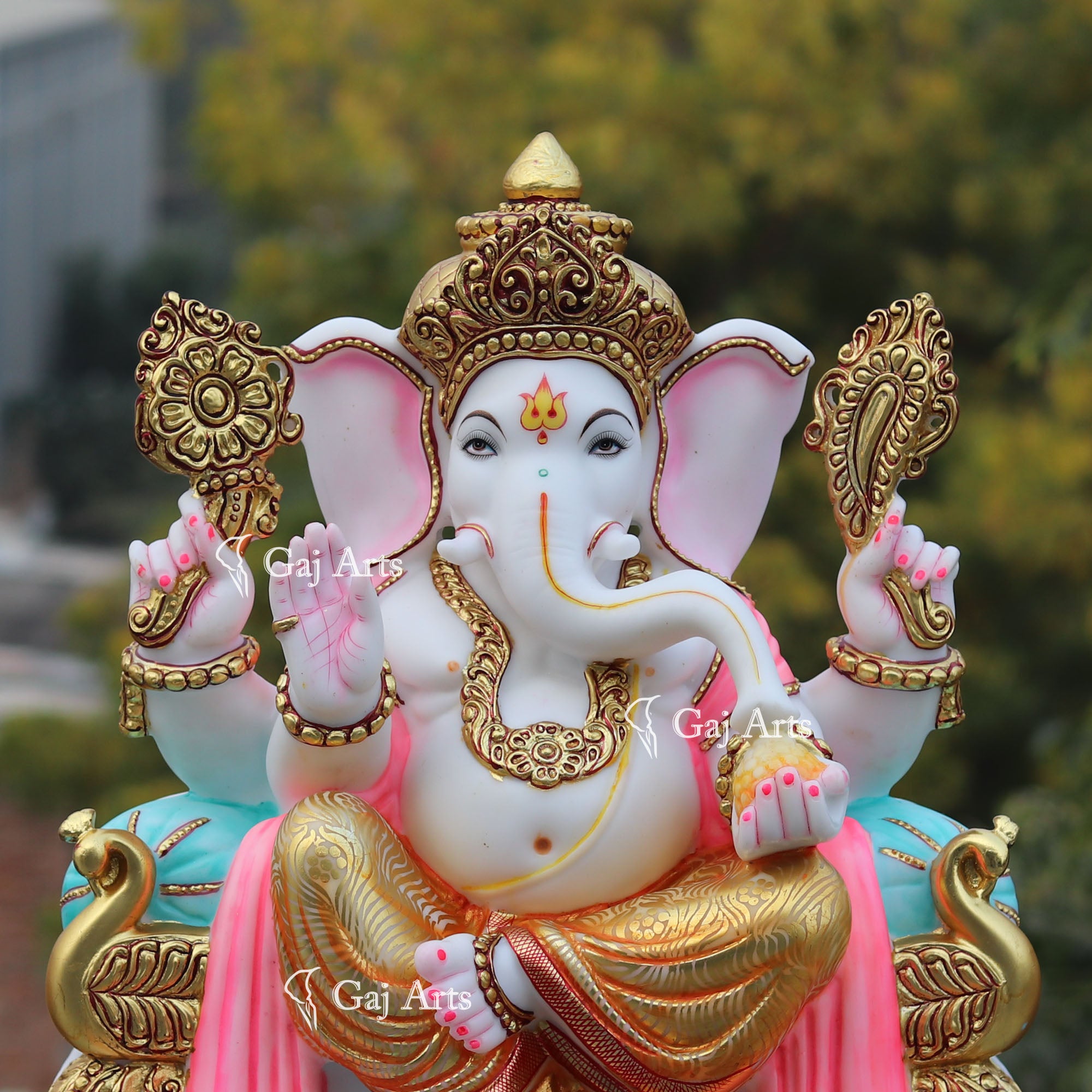 White Marble Ethiopia Ganesh Idol | 24 Inch