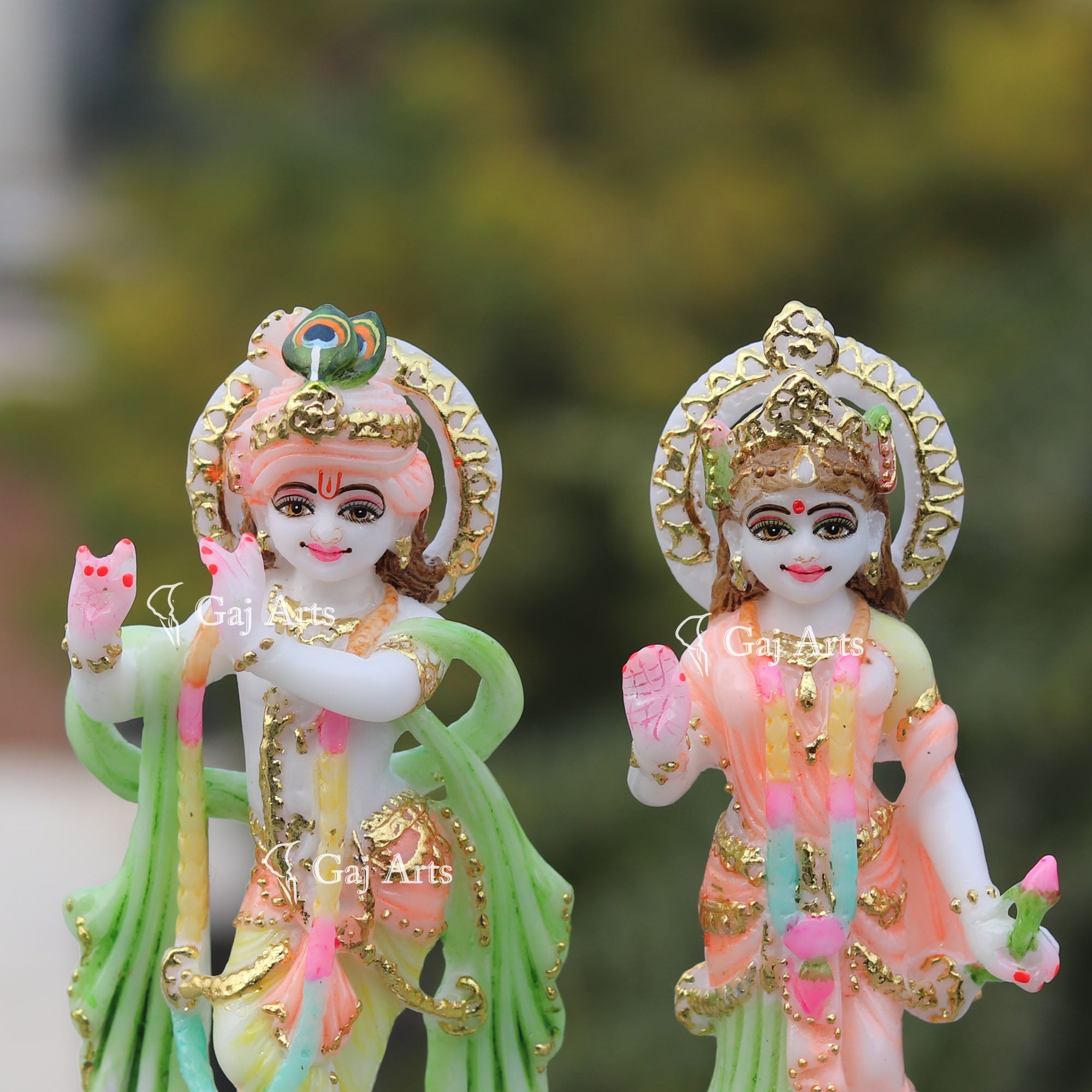 Colourful Standing Radha Krishna Idol | 7 Inch