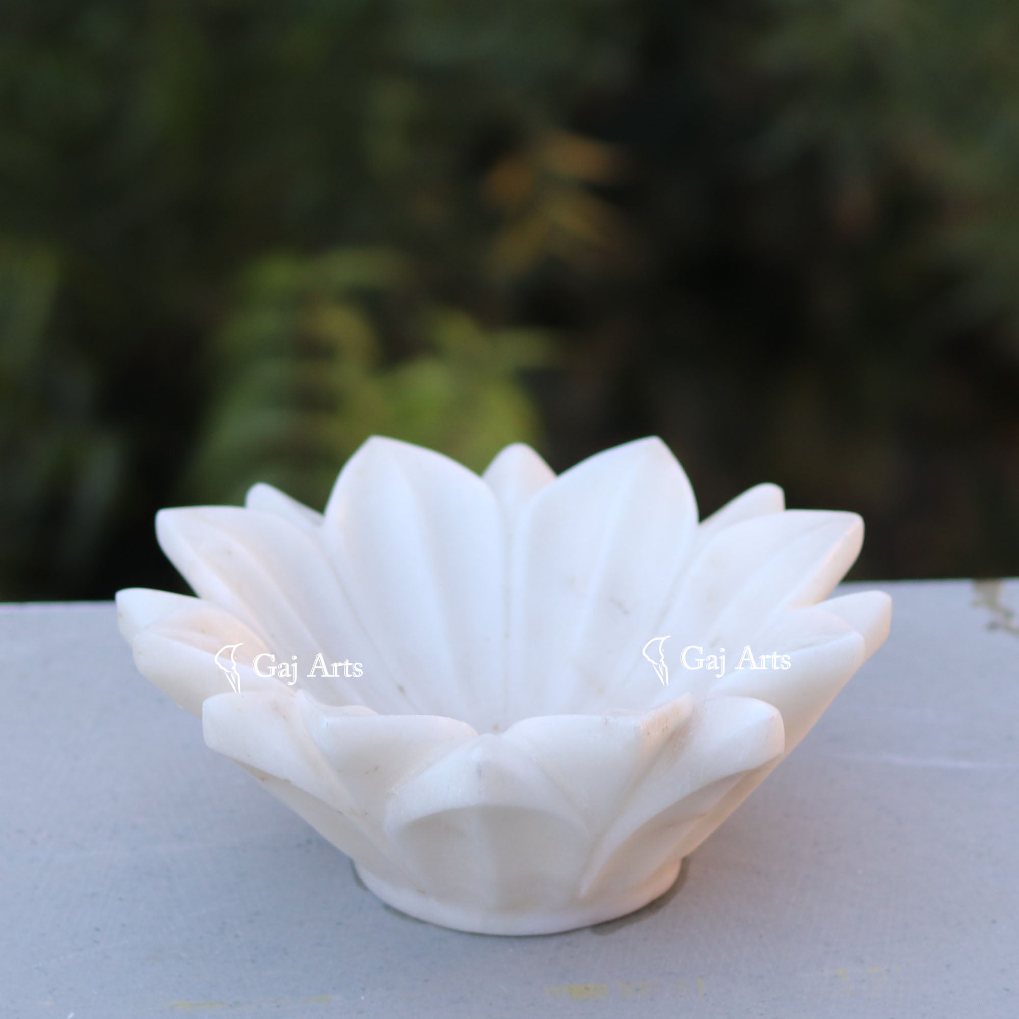 White Marble Handcrafted Flower Bowl | 7 Inch