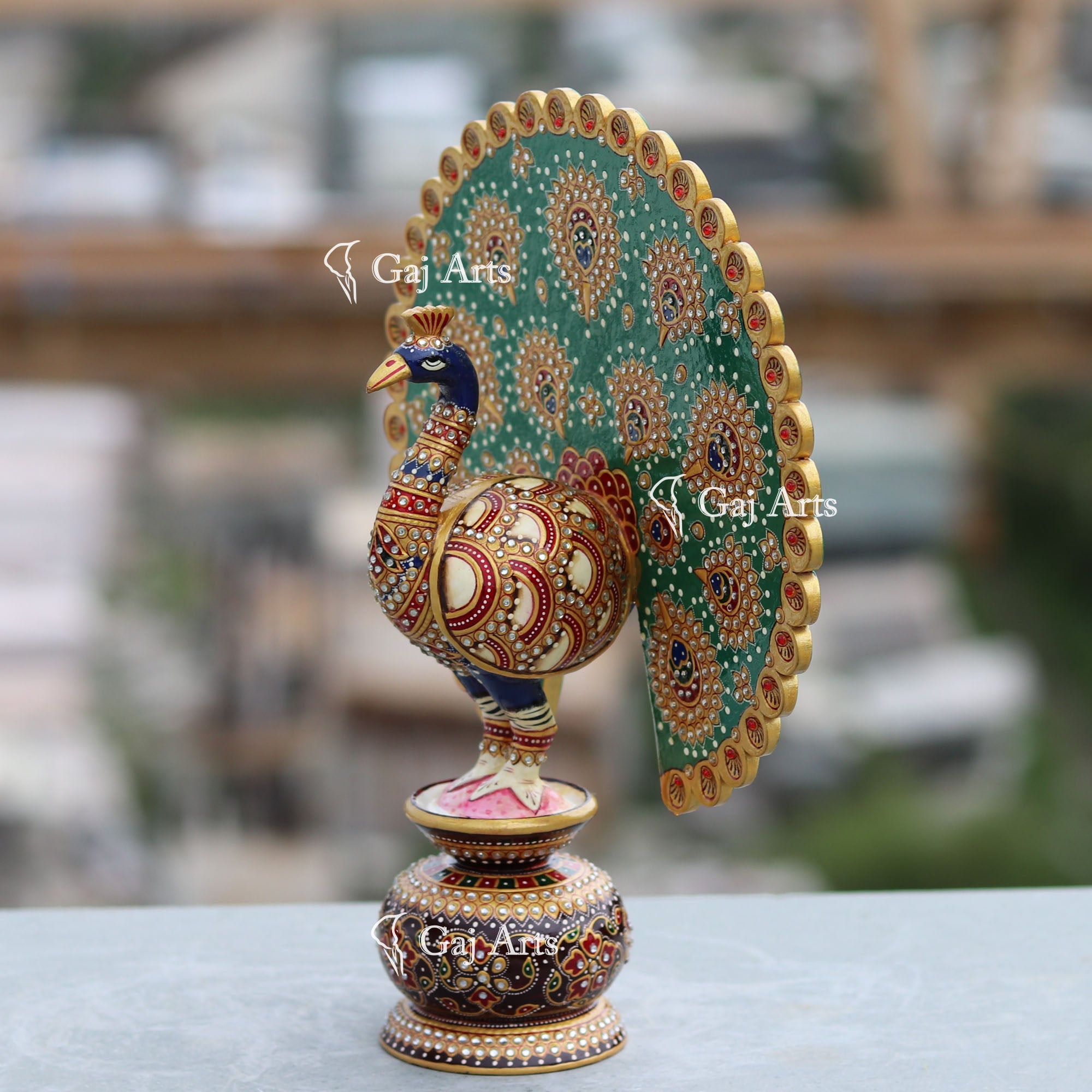 Wooden  Peacock 10"