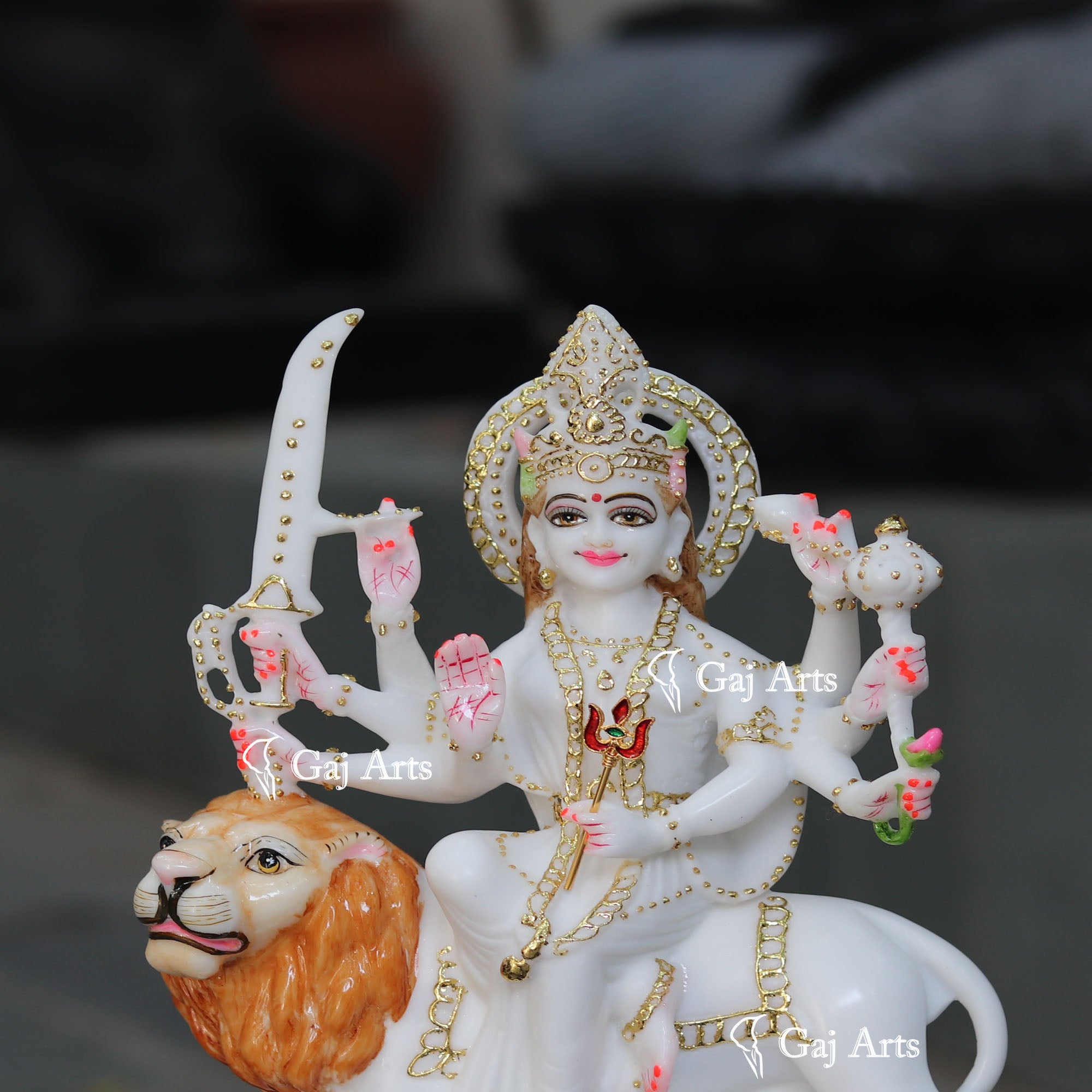 White Marble Durga Maa Idol | 12 Inch