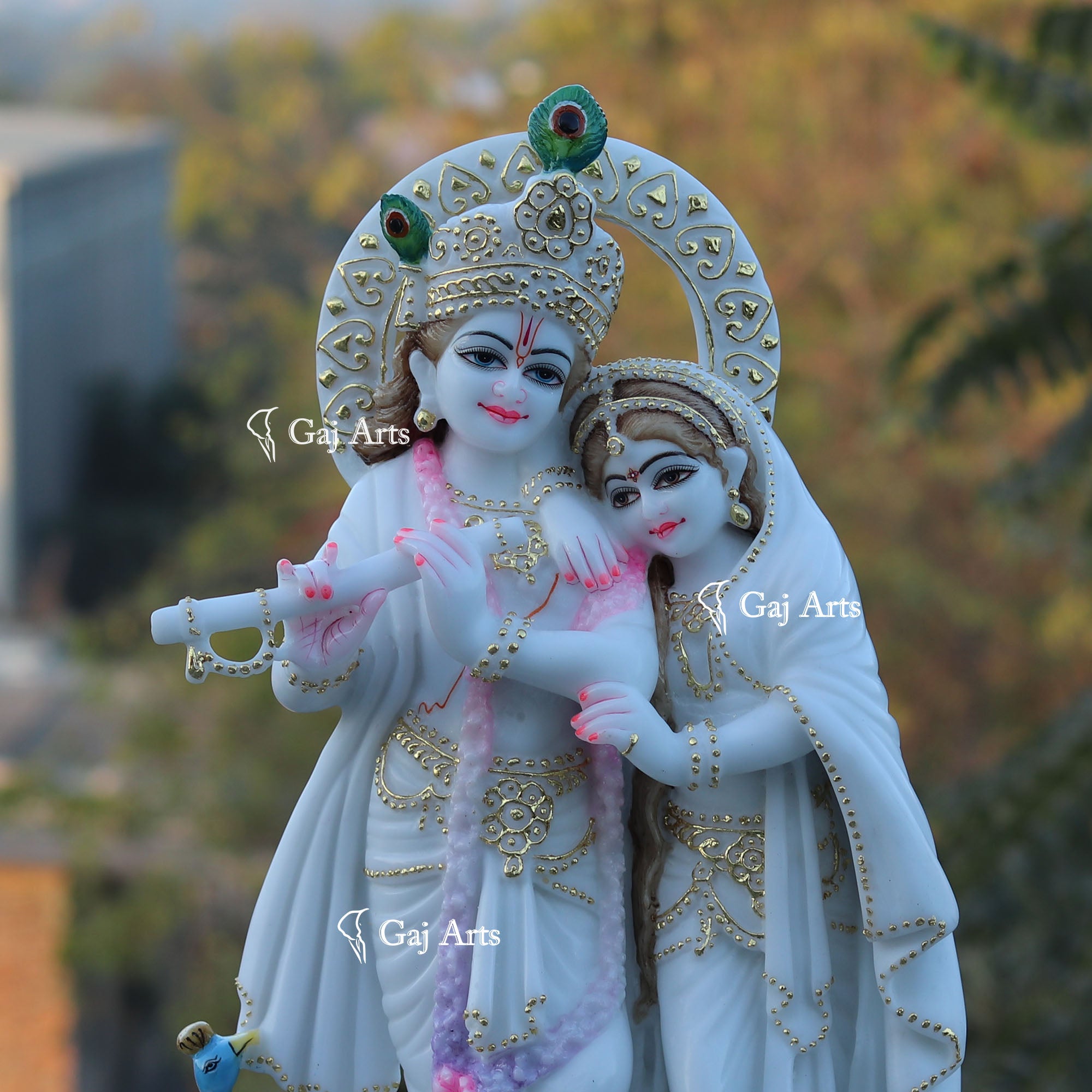 White Marble Ethiopia Radha Krishna Idol | 24 Inch