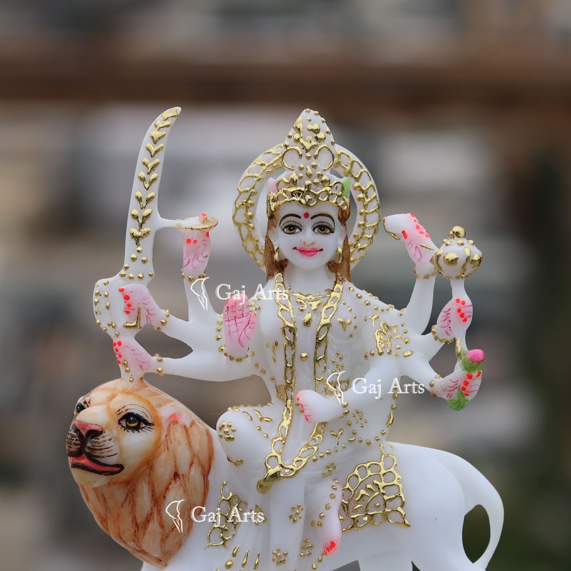 Marble Durga Mata Idol | 7 Inch