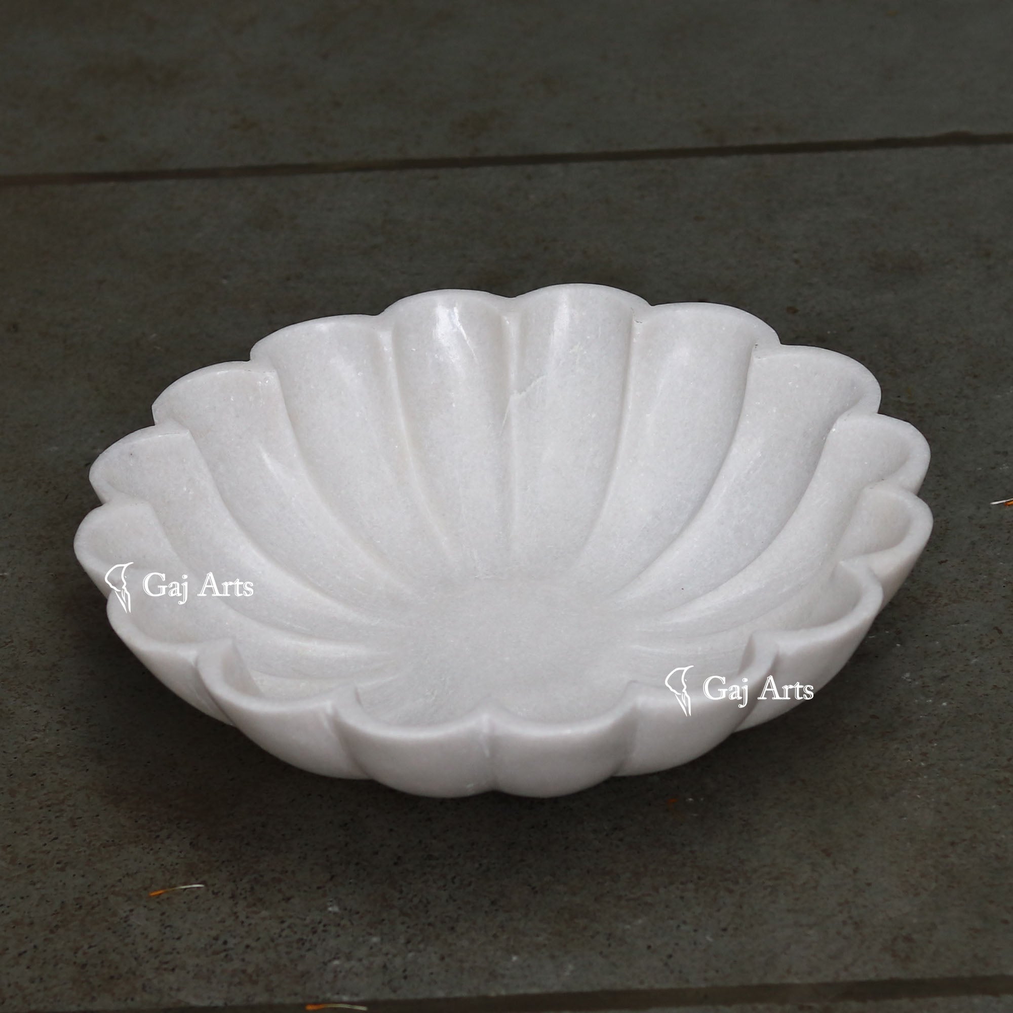 White Marble Floral Bowl | 12 Inch