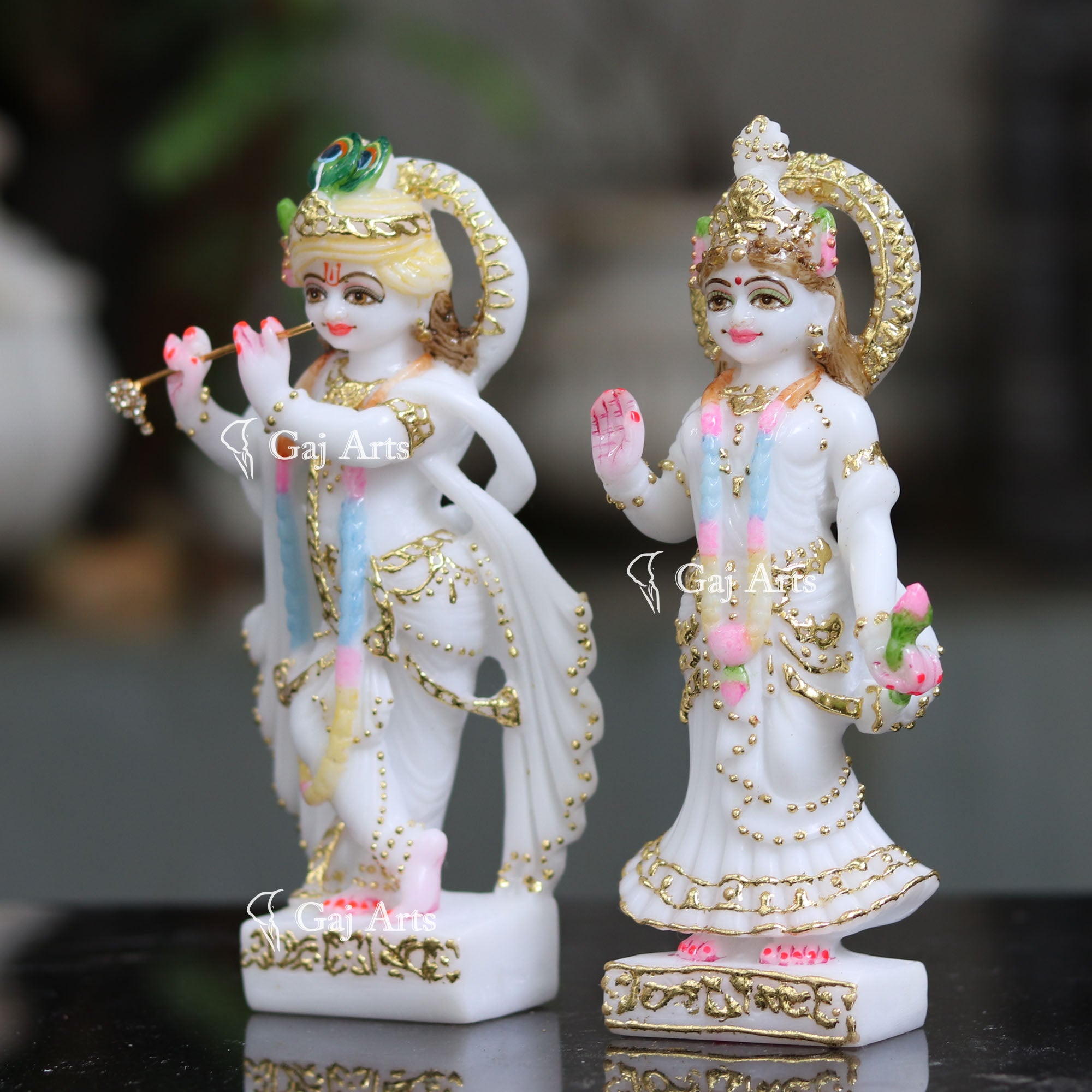 White Marble Radha Krishna Idol | 7 Inch