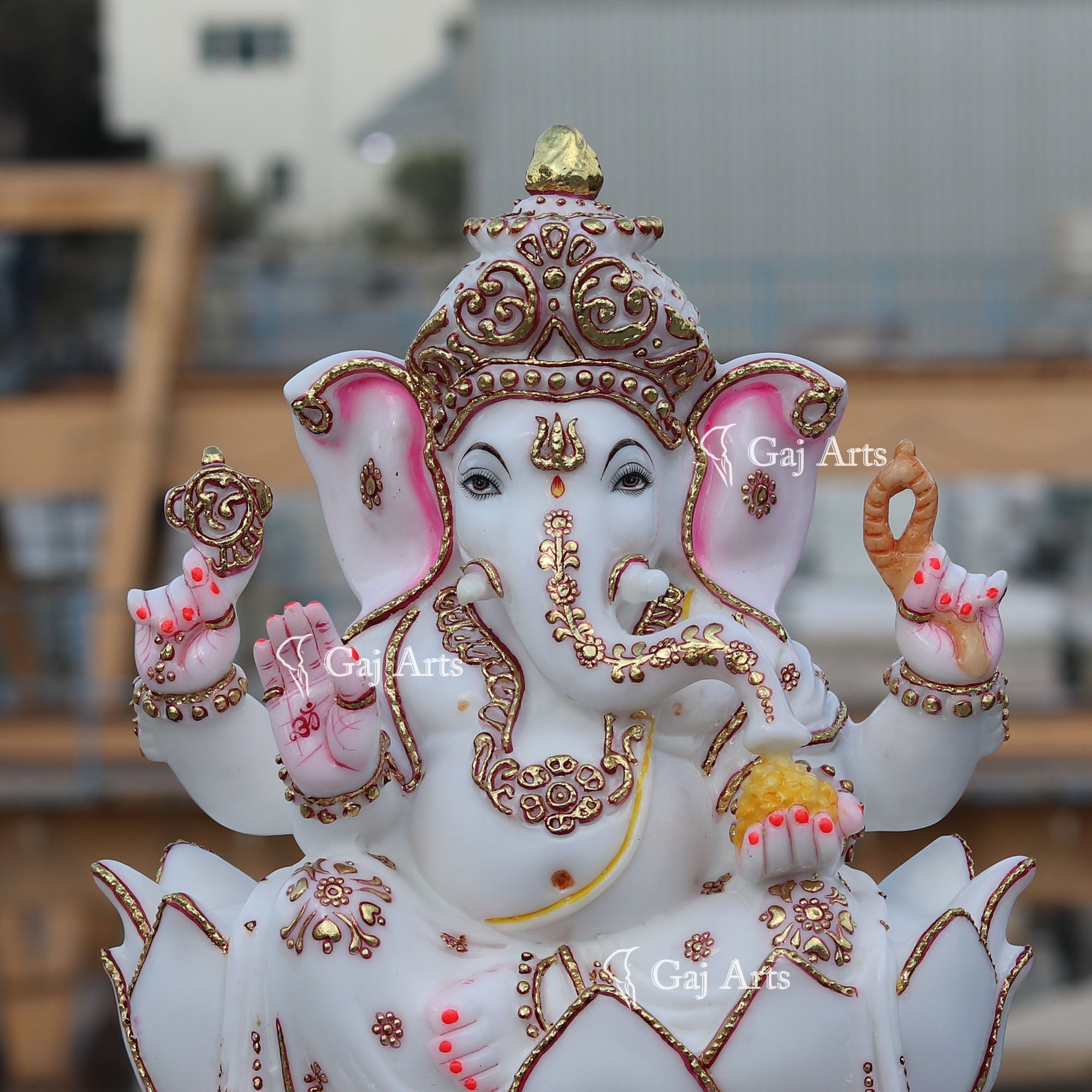 White Marble Ethiopia Ganesh Idol | 15 Inch