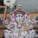 White Marble Ethiopia Ganesh Idol | 15 Inch