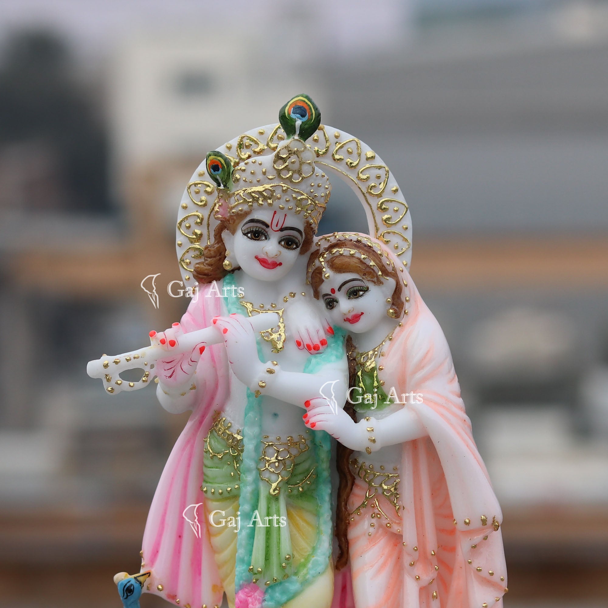 White Marble  Radha Krishna Jodi | 9 Inch