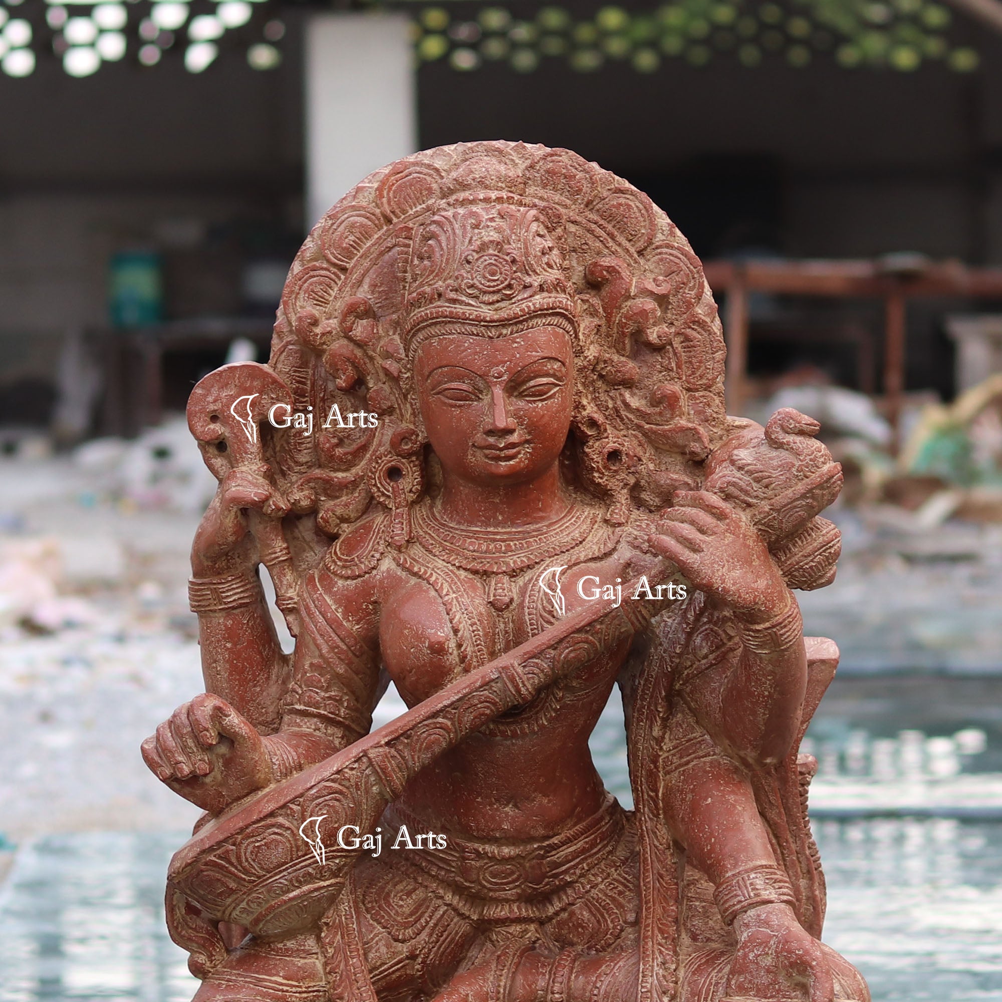 Sandstone Saraswati Mata Statue | 36 Inch