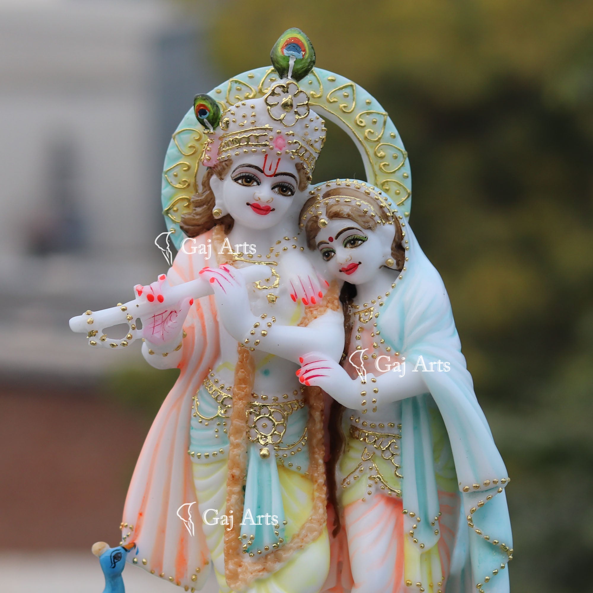 Radha Krishna Idol 12 Inch | White Marble
