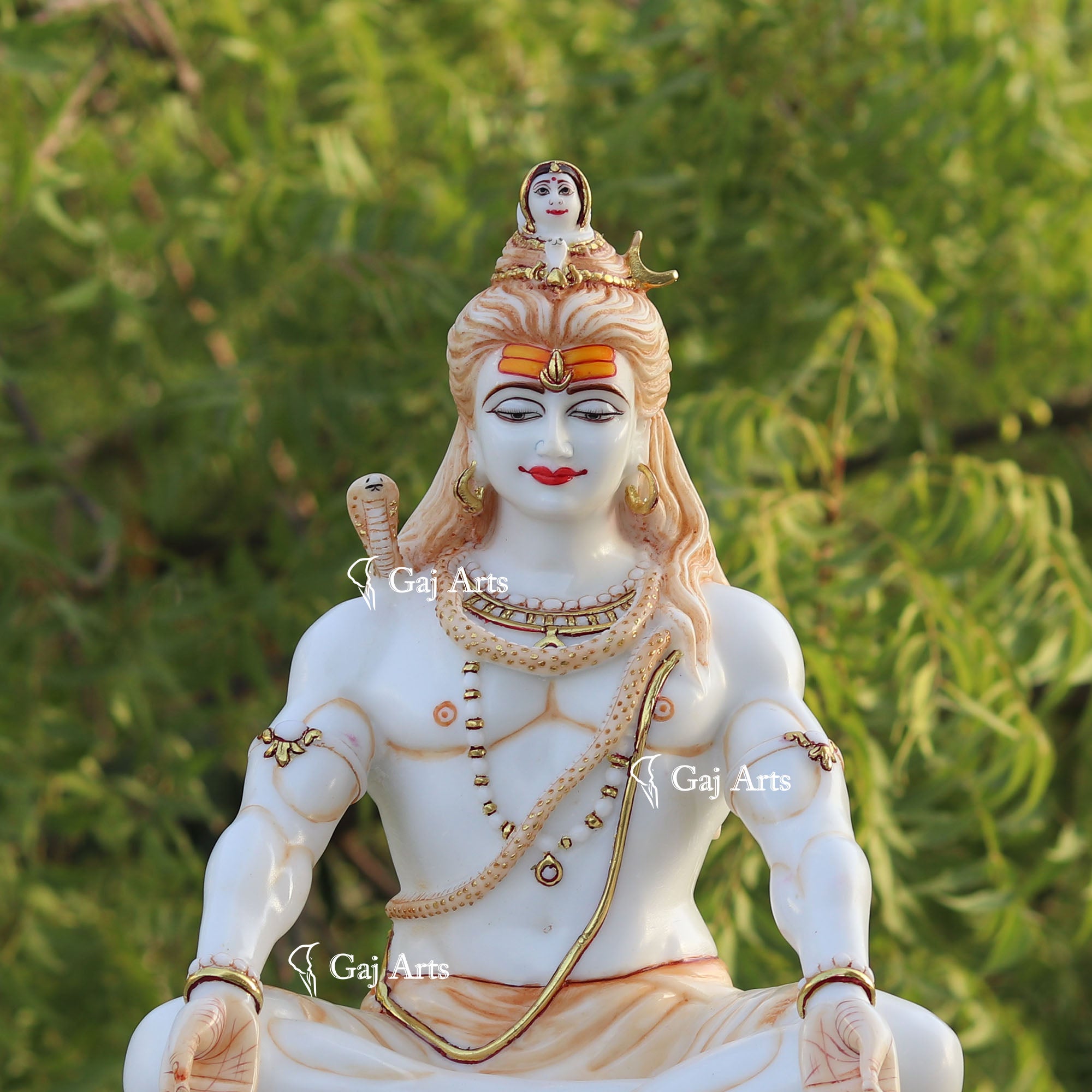 White Marble Ethiopia Shiva Statue | 18 Inch