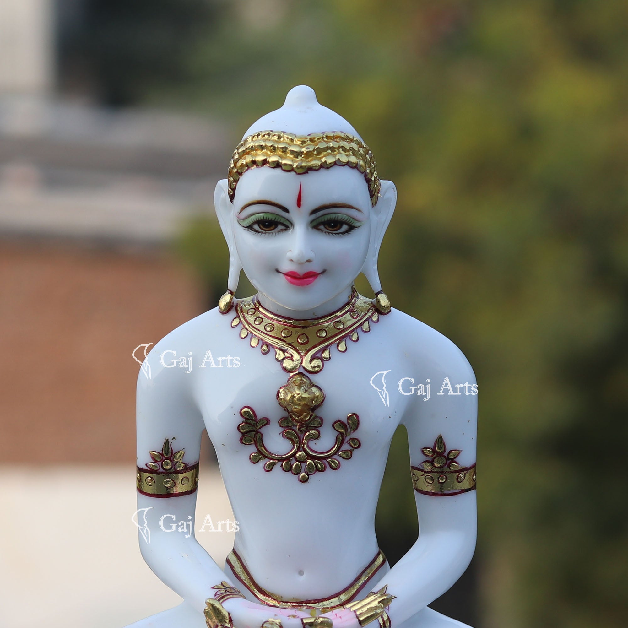 White Marble Ethiopia Jain Idol | 9 Inch
