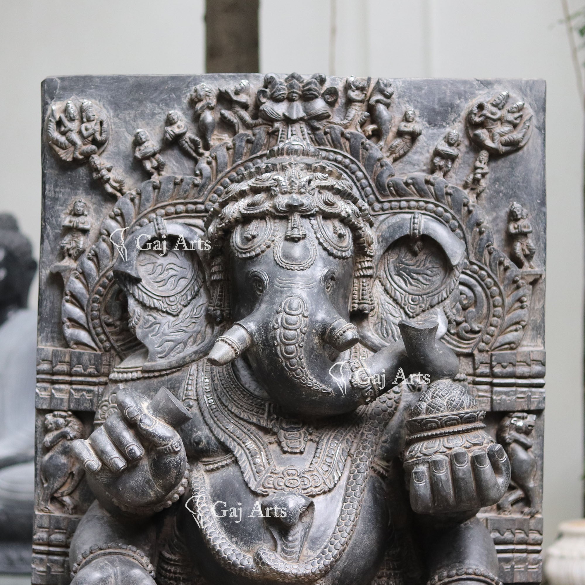 Black Marble Ganesh Statue | 60 Inch