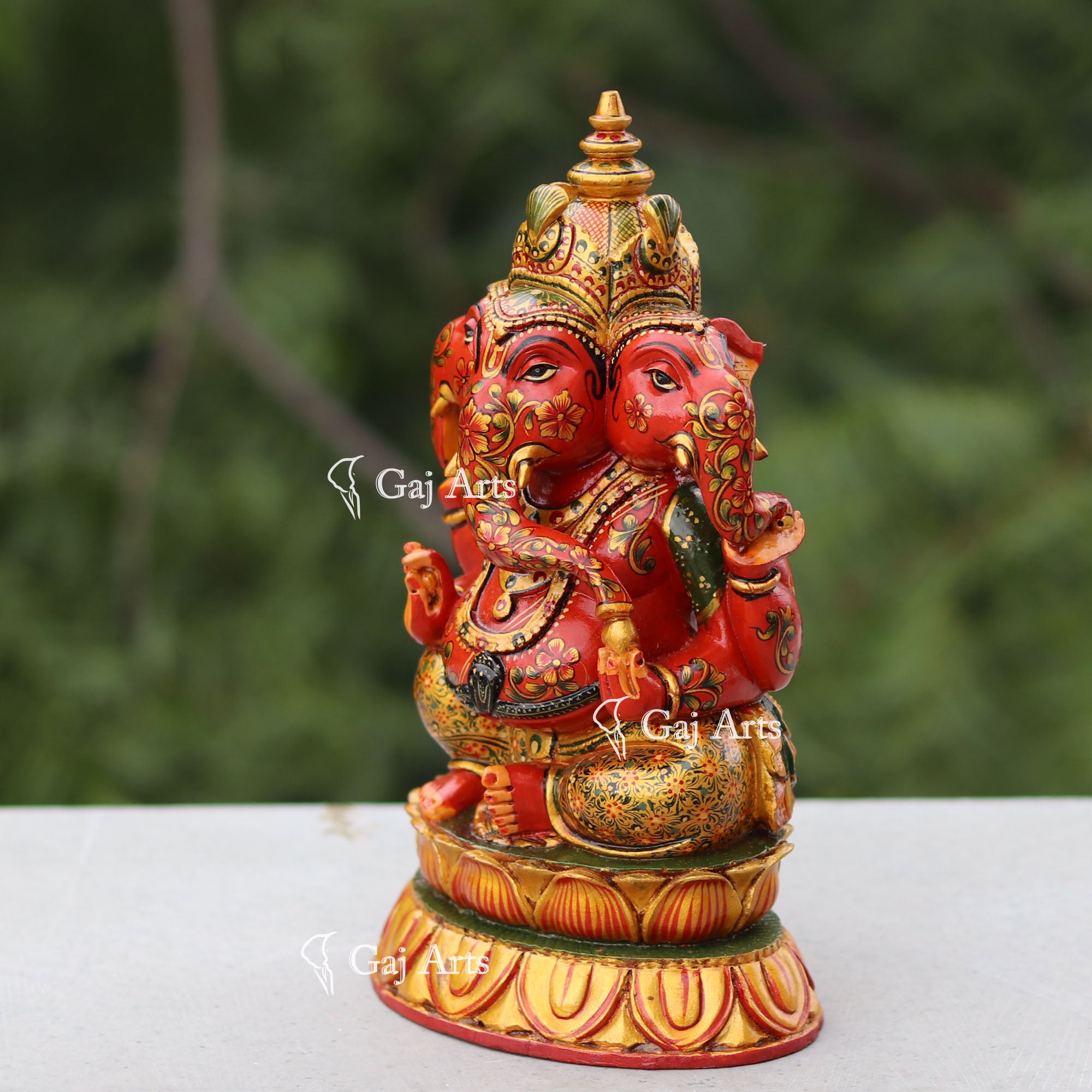 Handcrafted Wooden Ganesh Murti | 9 Inch
