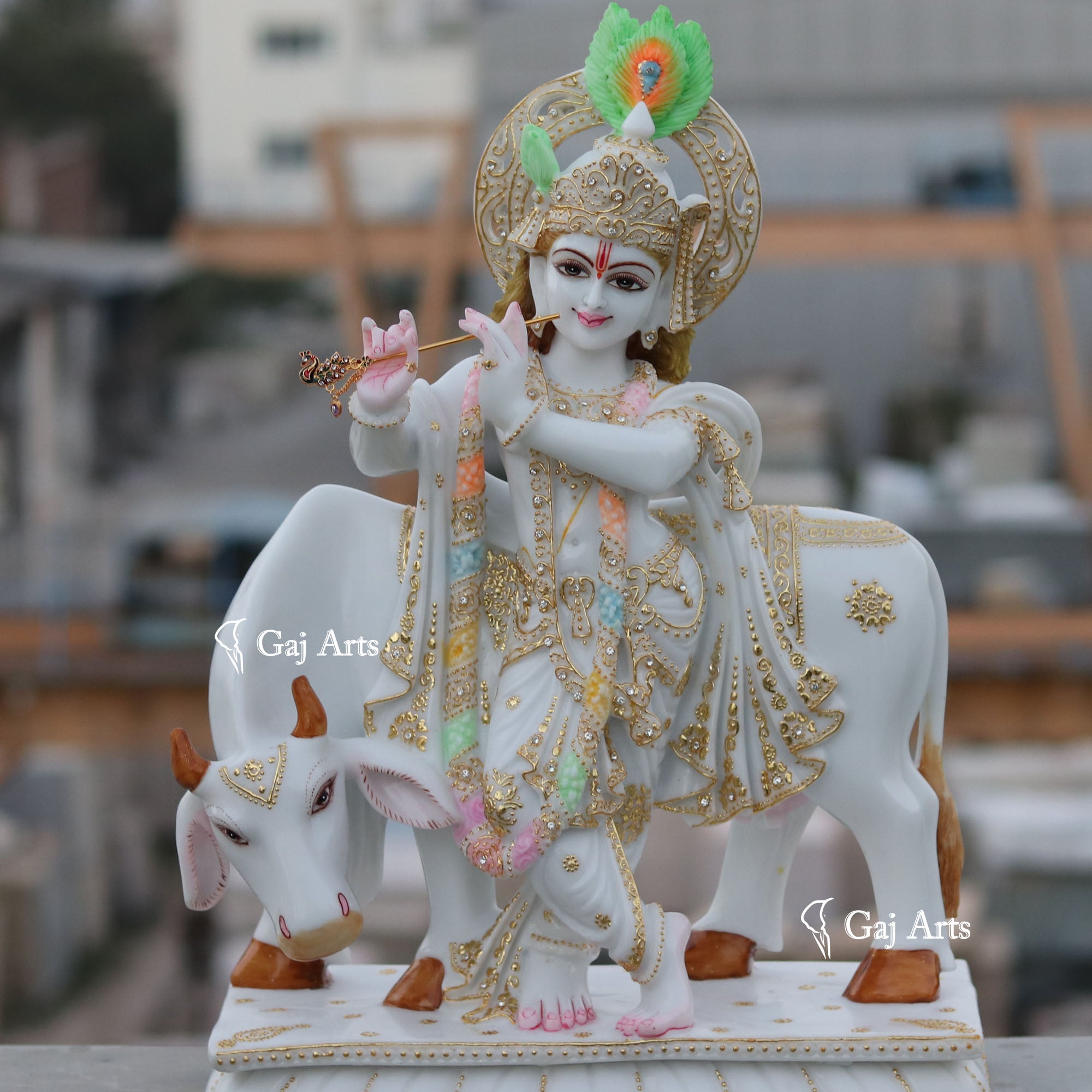 Super White Marble Ethiopia Go Gopal Murti | 24 Inch