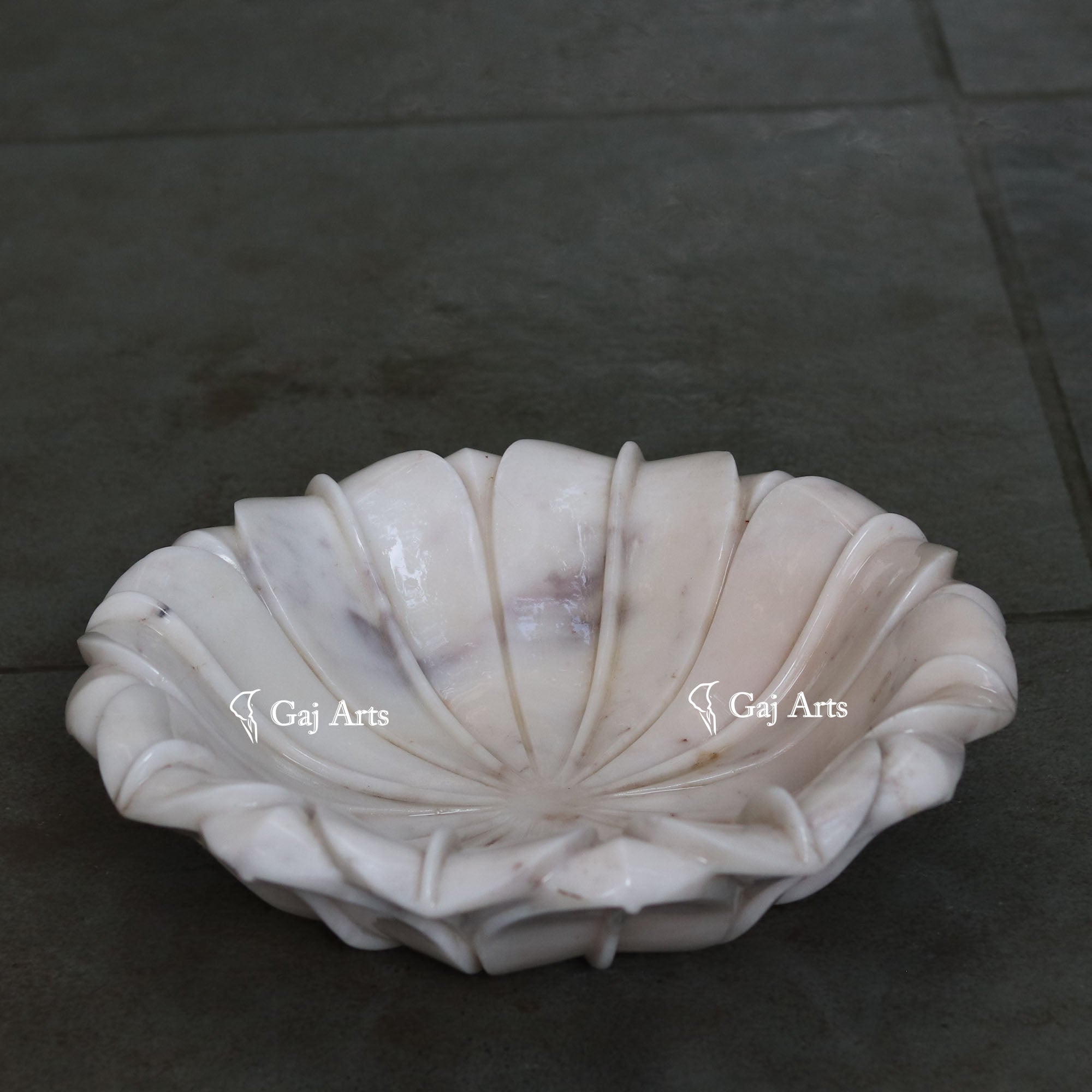 White Marble Luxury Flower Bowl | 15 Inch