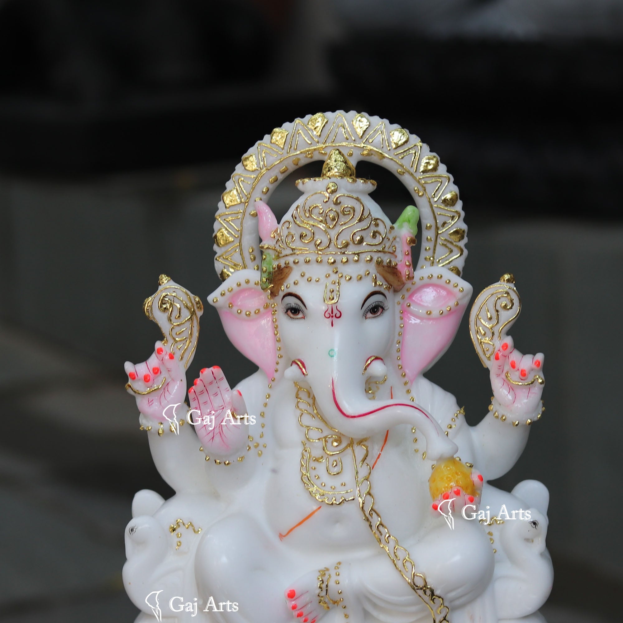 White Marble Ethiopia Ganesh Idol | 15 Inch