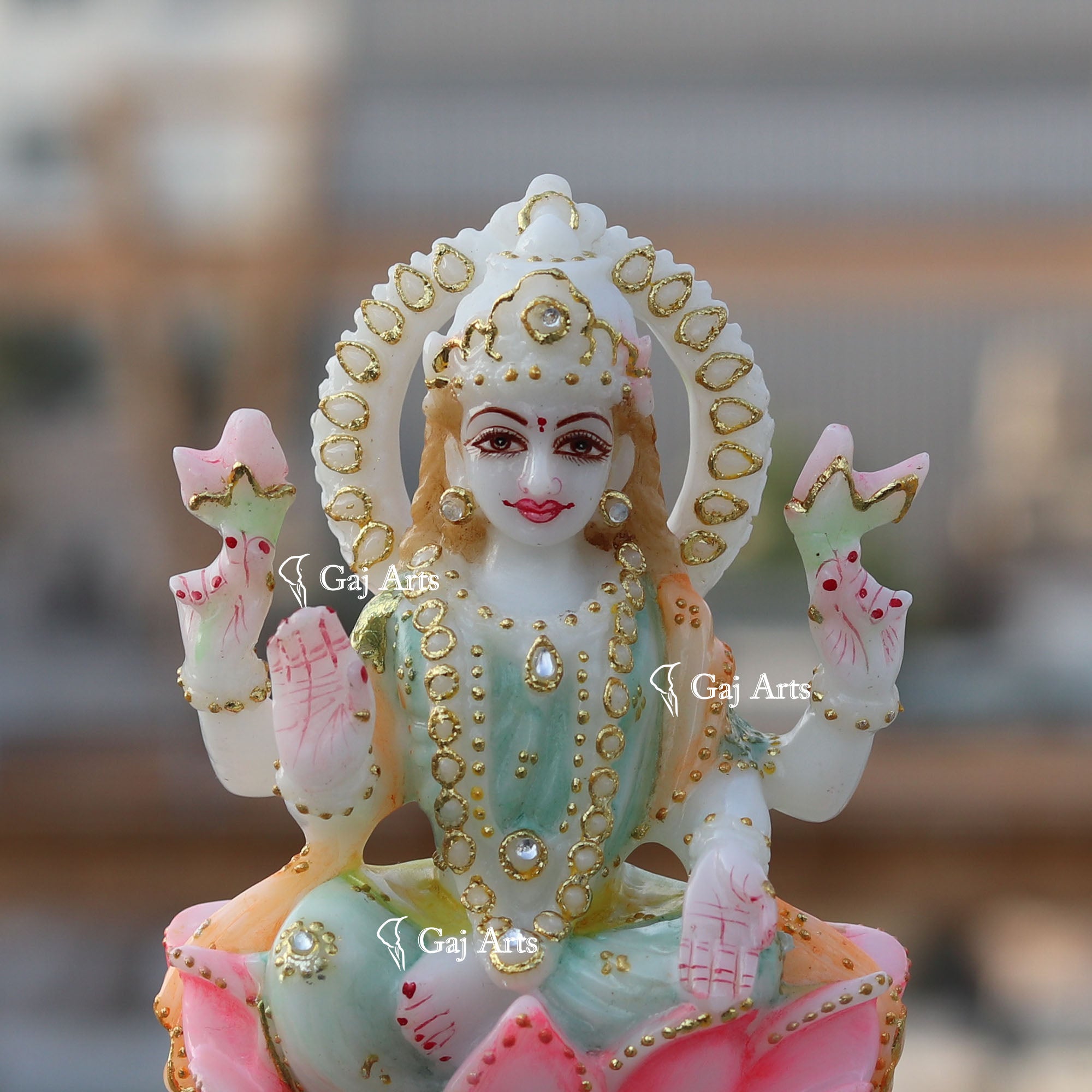 White Marble Lakshmi Mata Murti | 6 Inch