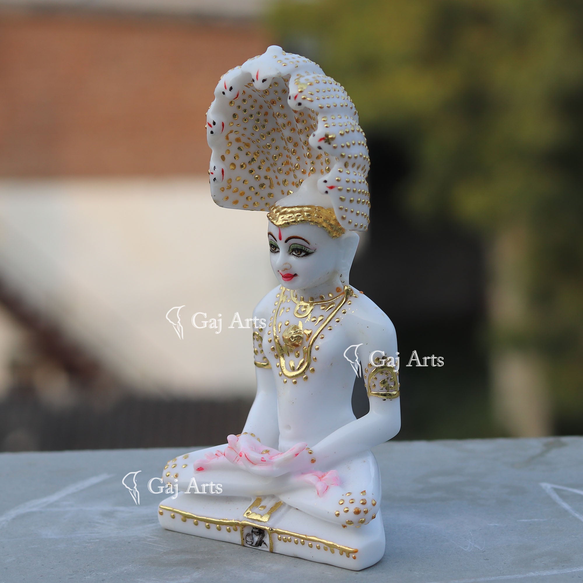 White Marble Ethiopia Parshwanath Idol | 7 Inch