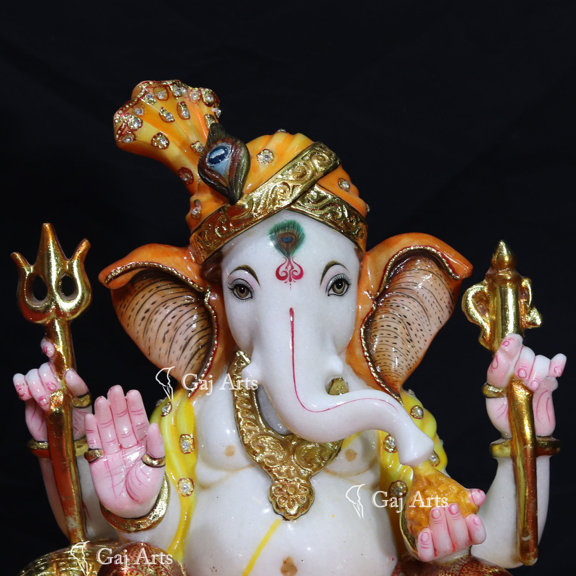White Makrana Marble Ganesh Murti | 18 Inch
