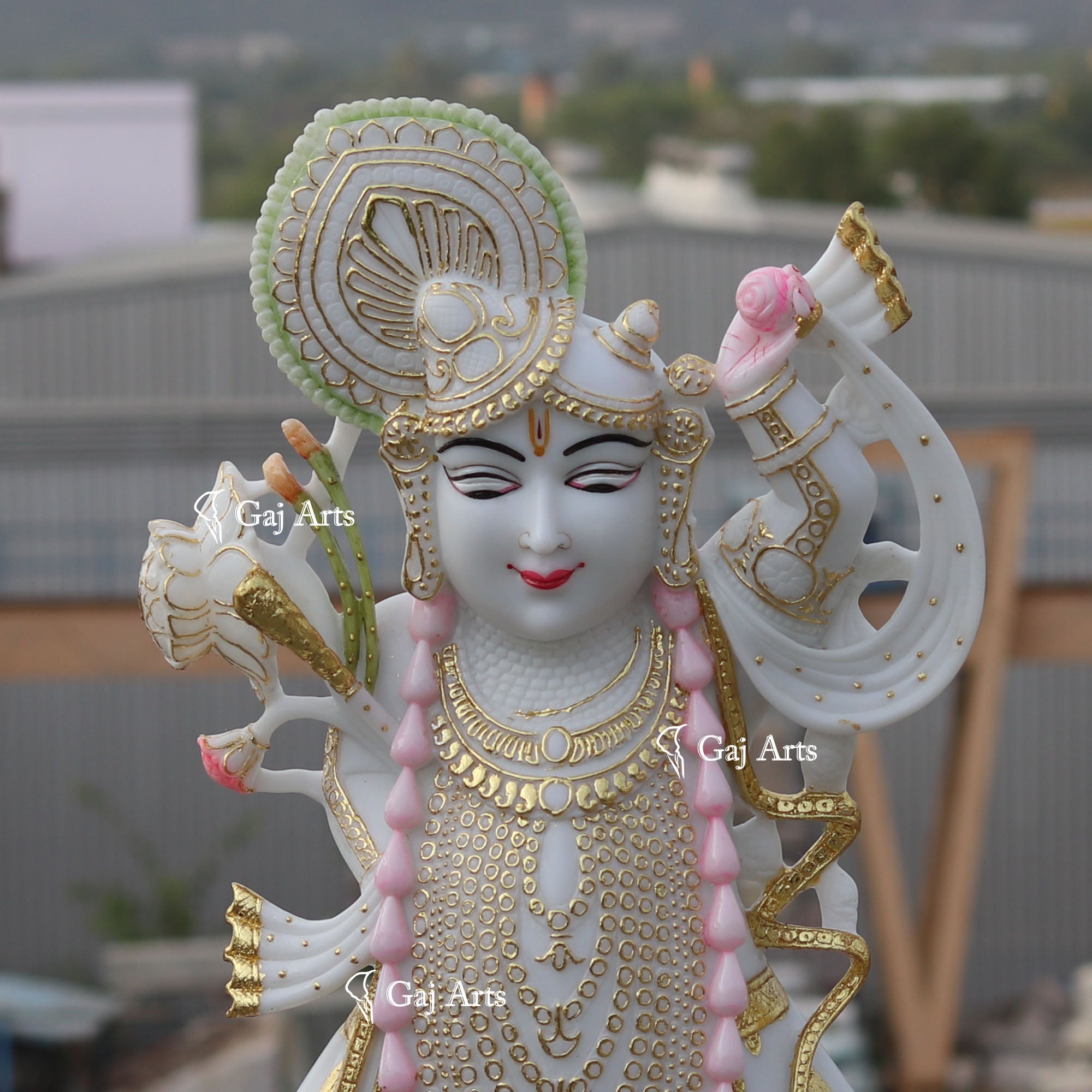 White Ethiopia Marble Shreenath Ji Statue | 24 Inch