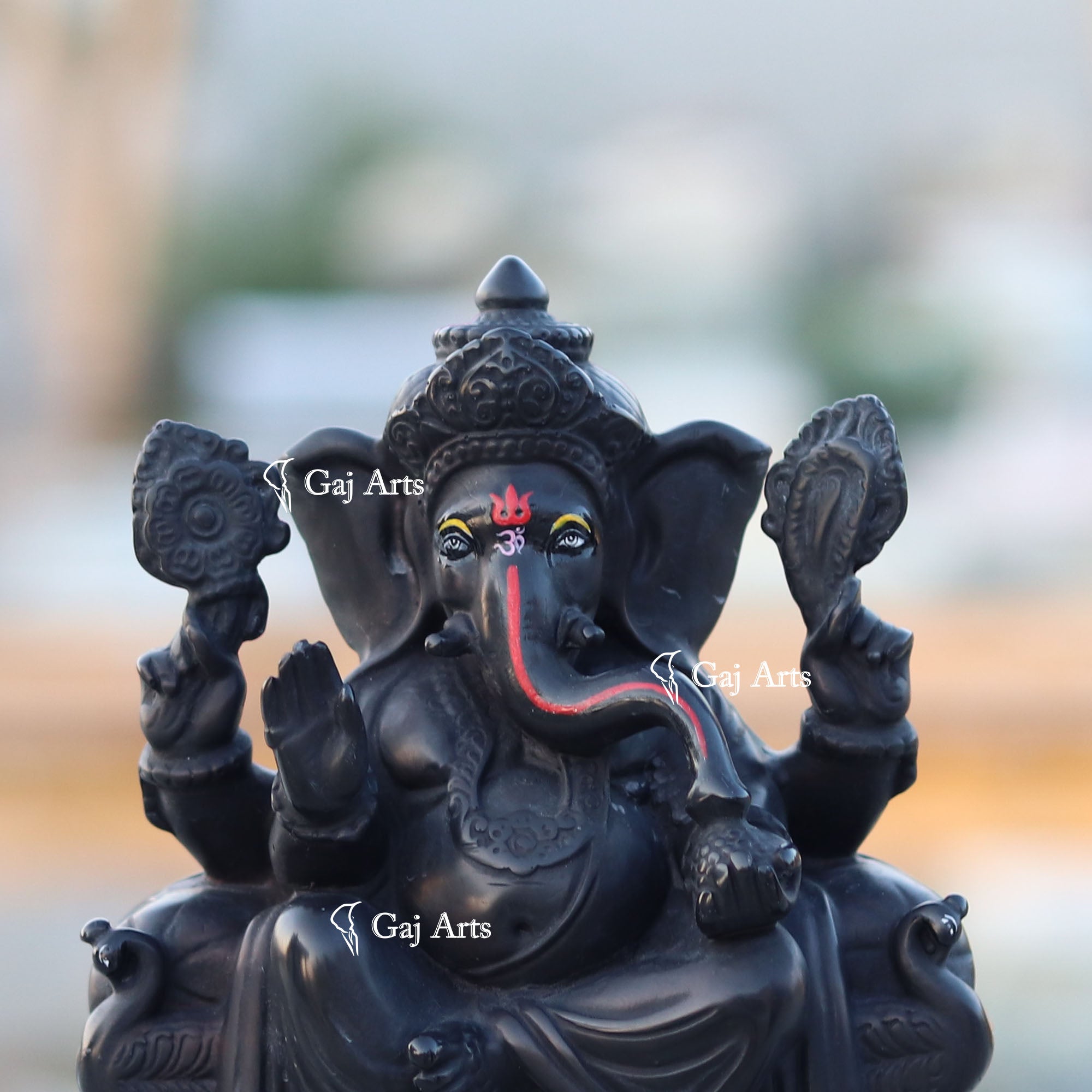 Marble Ganpati Idol on Singhasan Base | 7 Inch