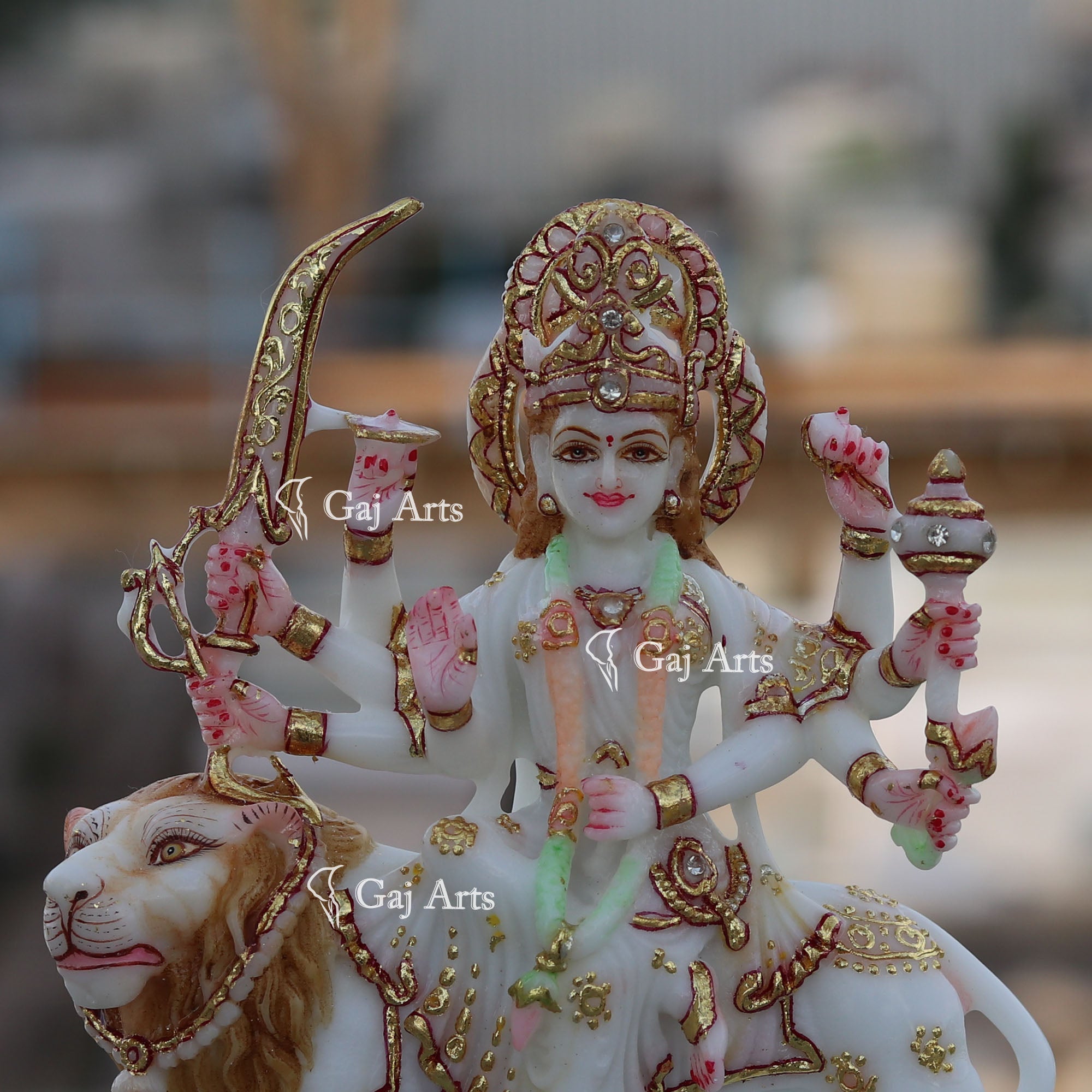 White Marble Durga Maa Statue | 7 Inch