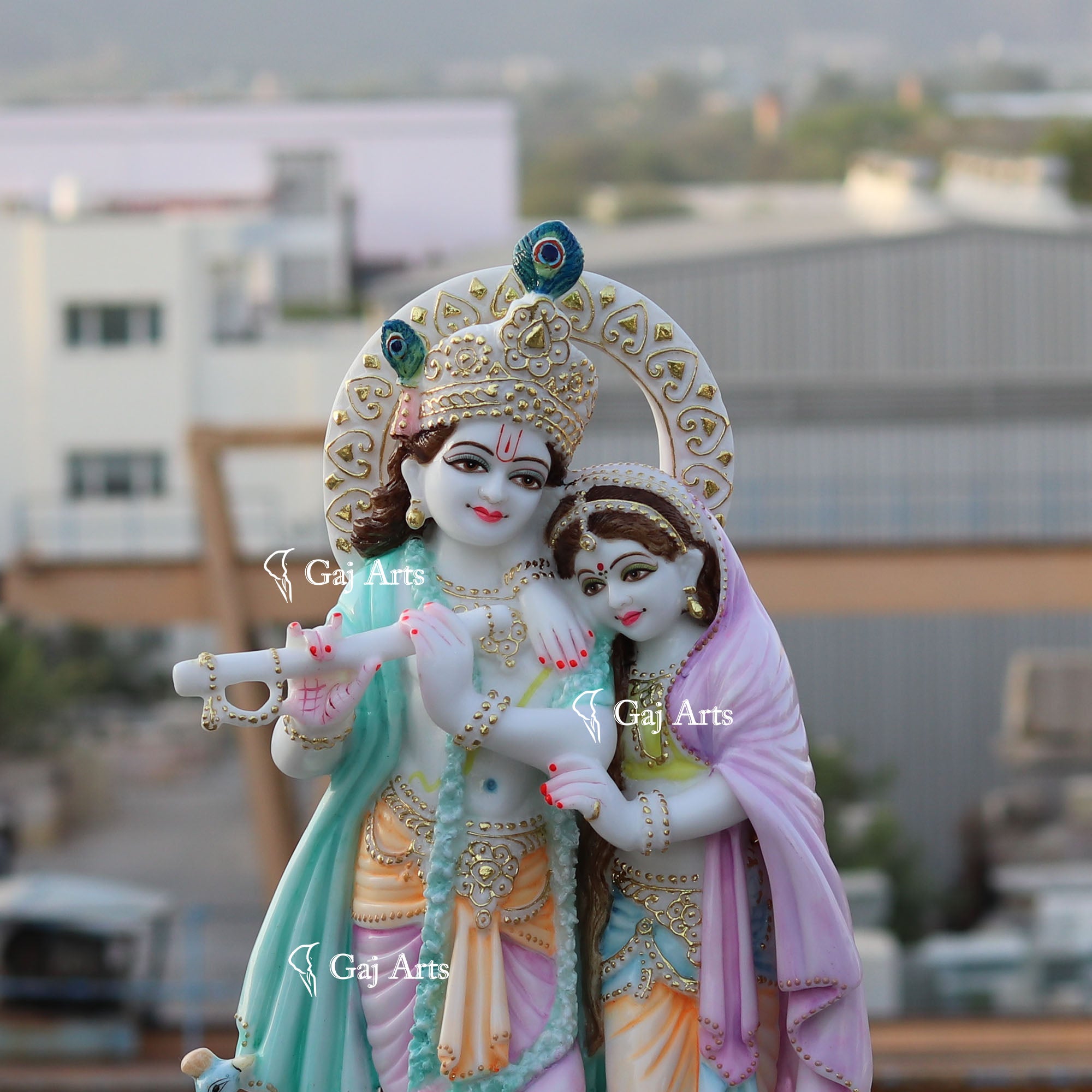 White Marble Ethiopia Radha Krishna Idol | 24 Inch